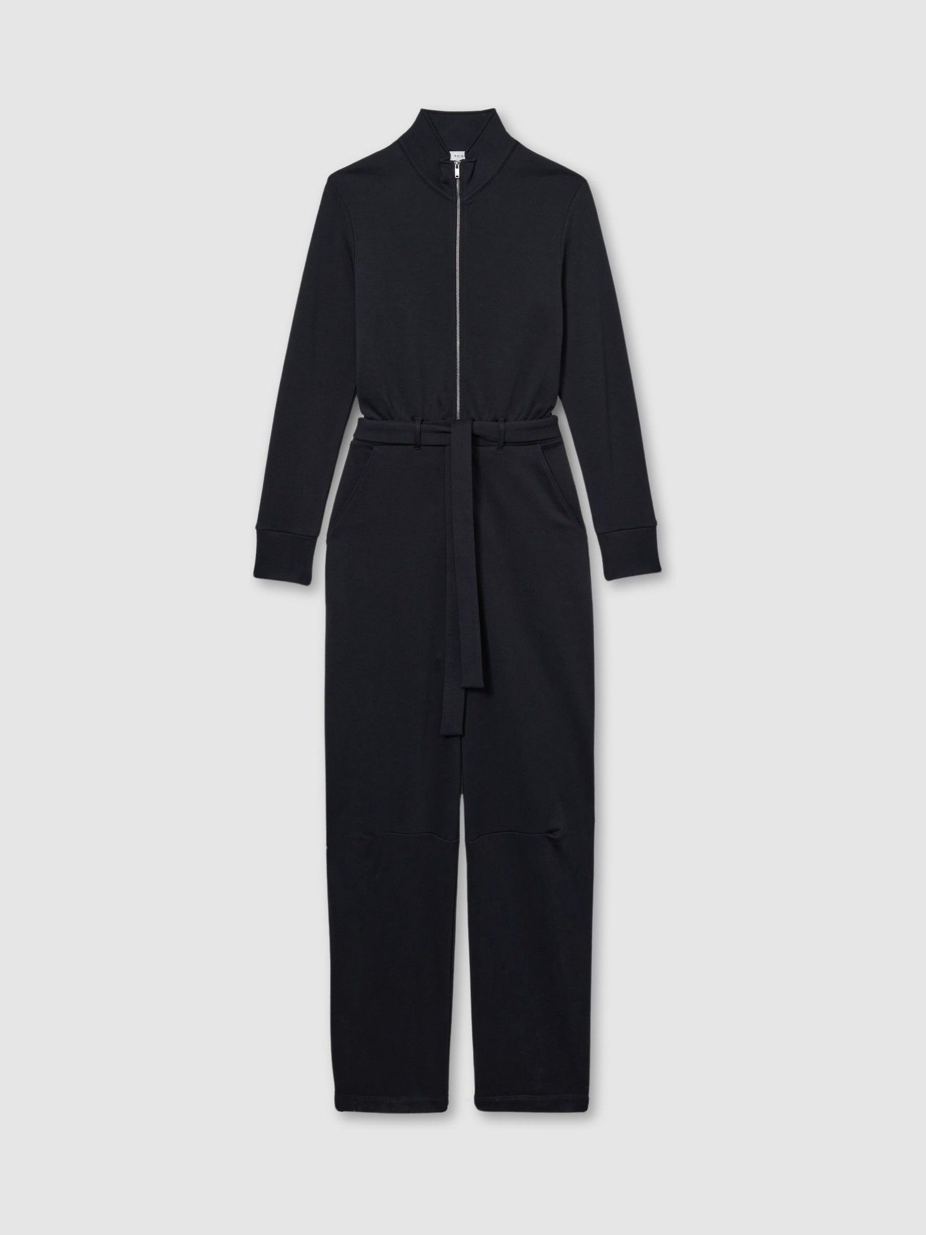 Belted Loopback-Jersey Jumpsuit in Navy - Image 2 of 6