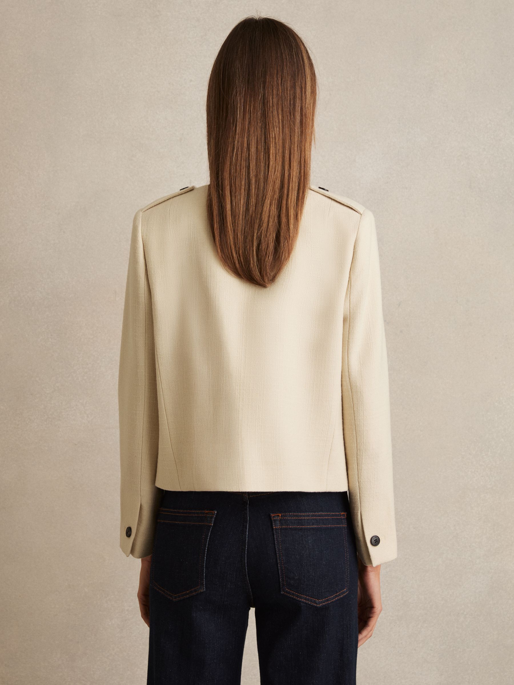 Wool Cropped Jacket in Cream - Image 5 of 6