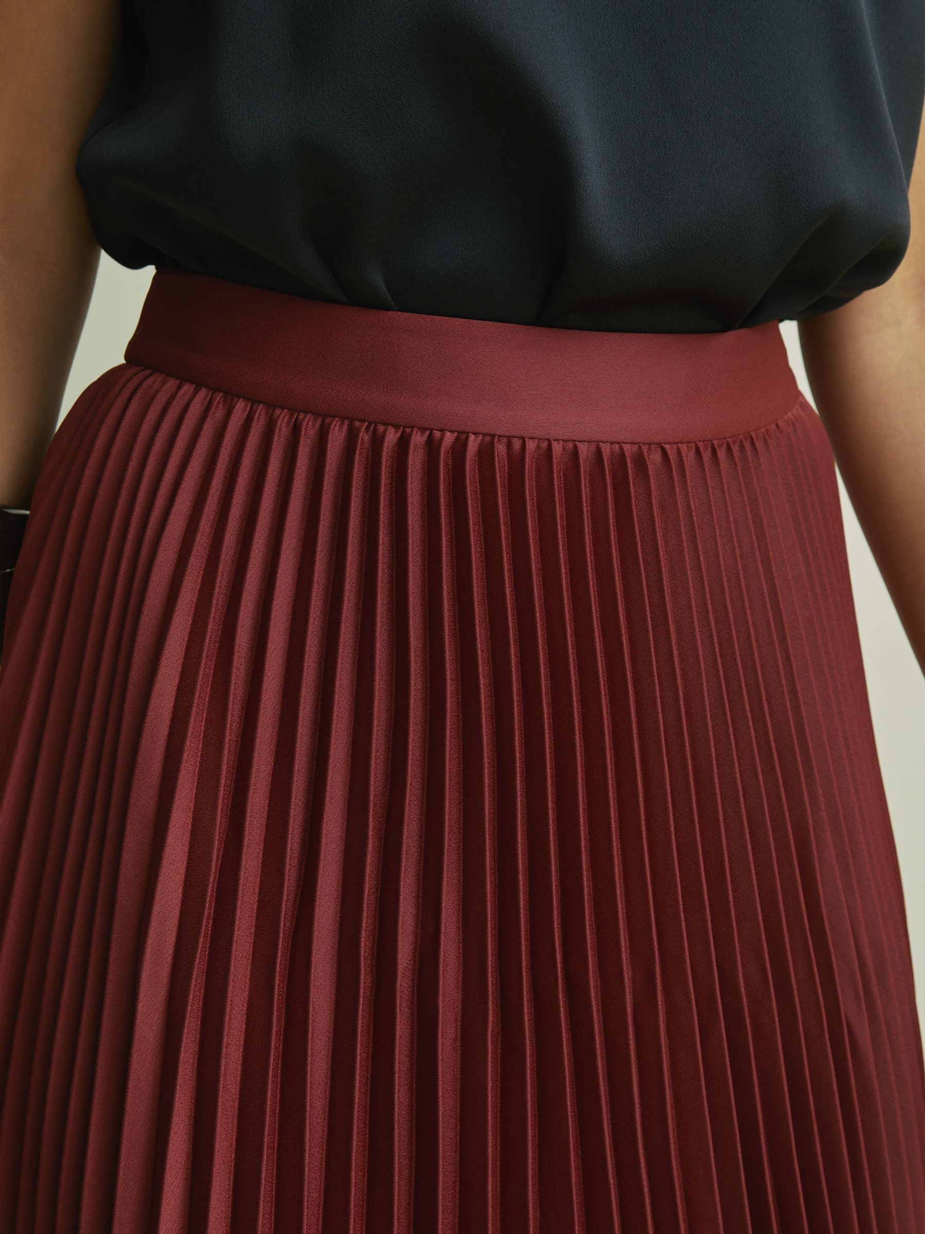 Florere Cinnamon Pleated Satin Maxi Skirt in Cinnamon - Image 5 of 6