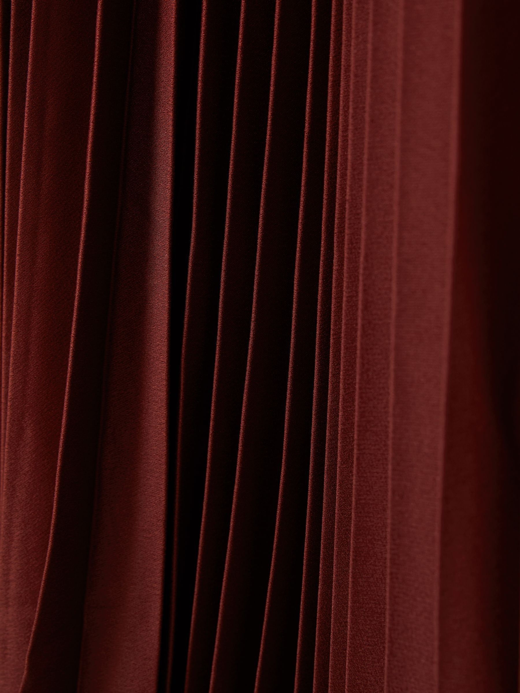 Florere Cinnamon Pleated Satin Maxi Skirt in Cinnamon - Image 6 of 6