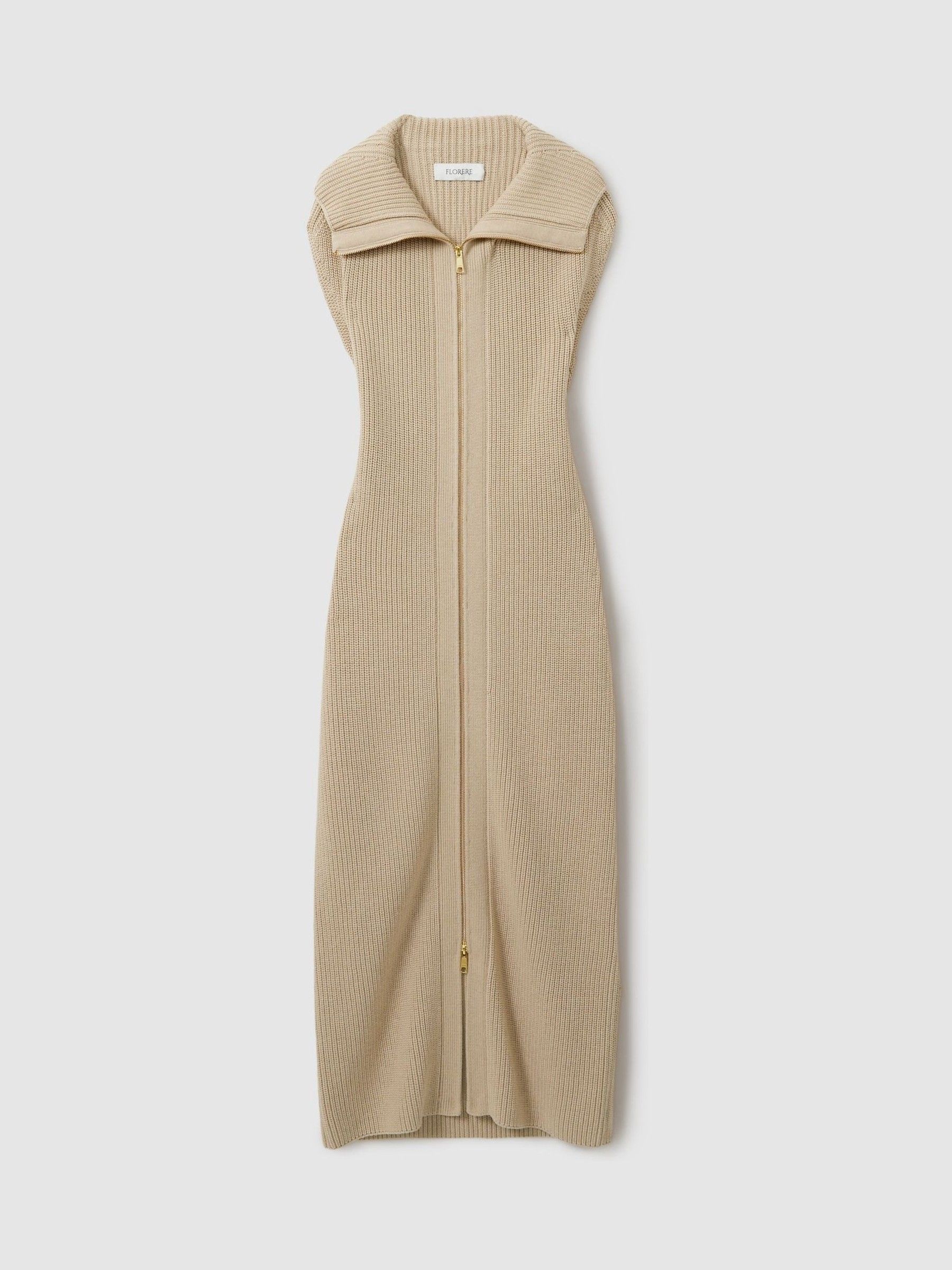 Florere Chunky Wool Blend Midi Sand Dress in Sand - Image 2 of 7
