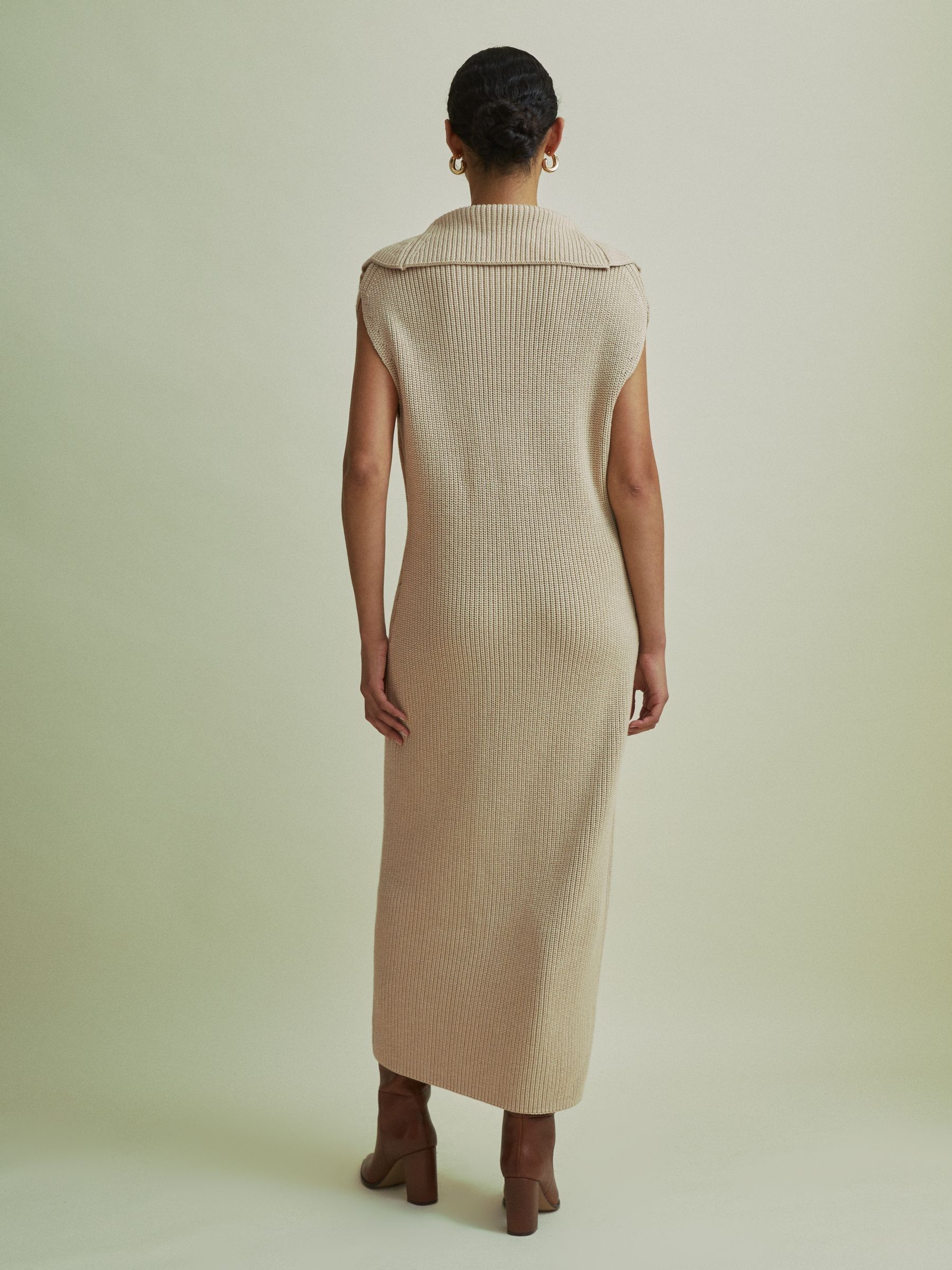 Florere Chunky Wool Blend Midi Sand Dress in Sand - Image 4 of 7