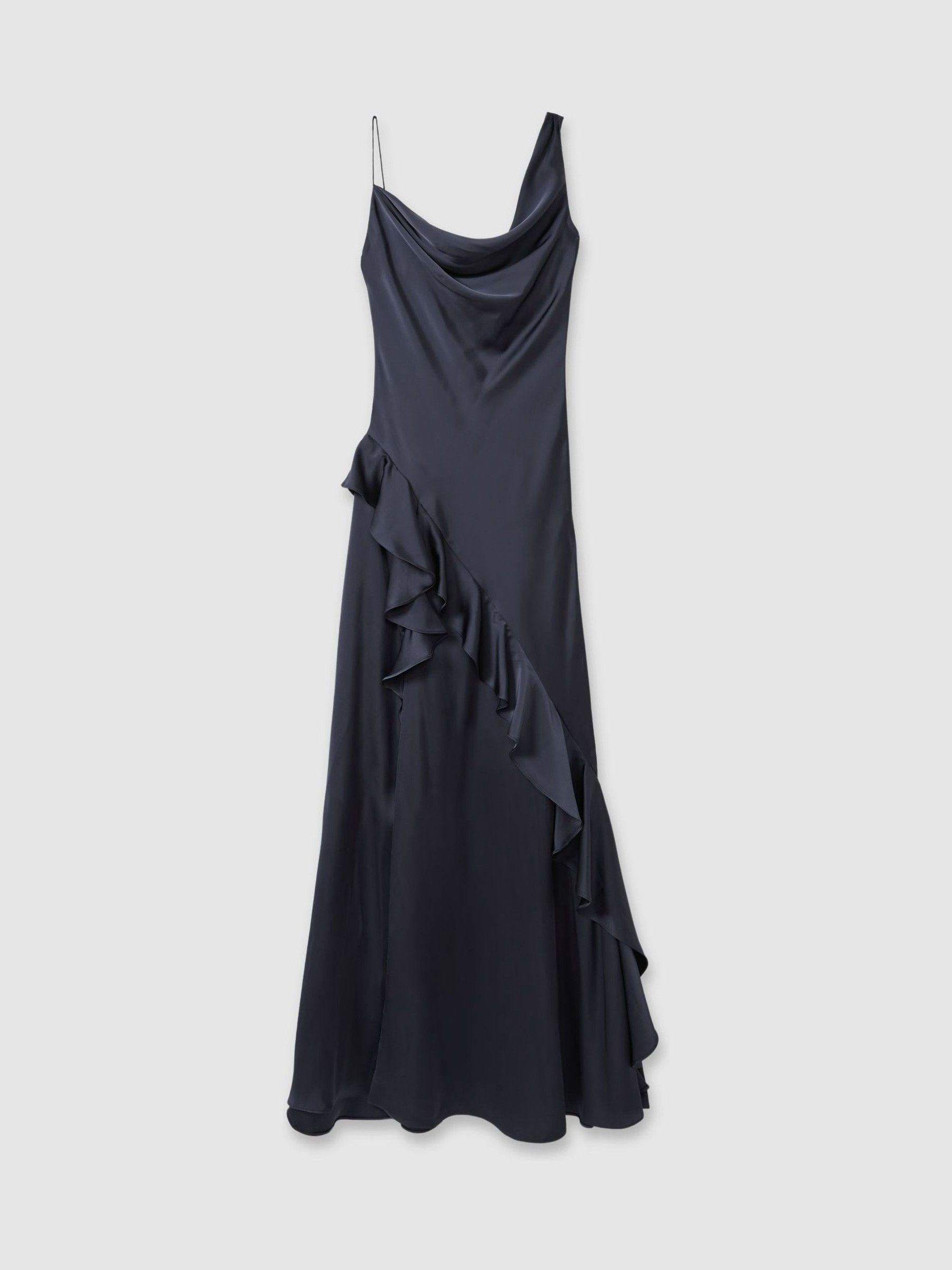 Amur Charmeuse Cowl Neck Maxi Dress in Dark Grey - Image 2 of 6