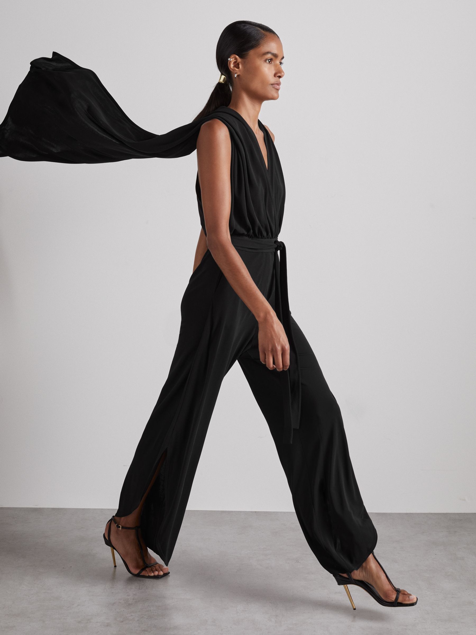 Atelier Gathered-Jersey Jumpsuit in Black - Image 3 of 8