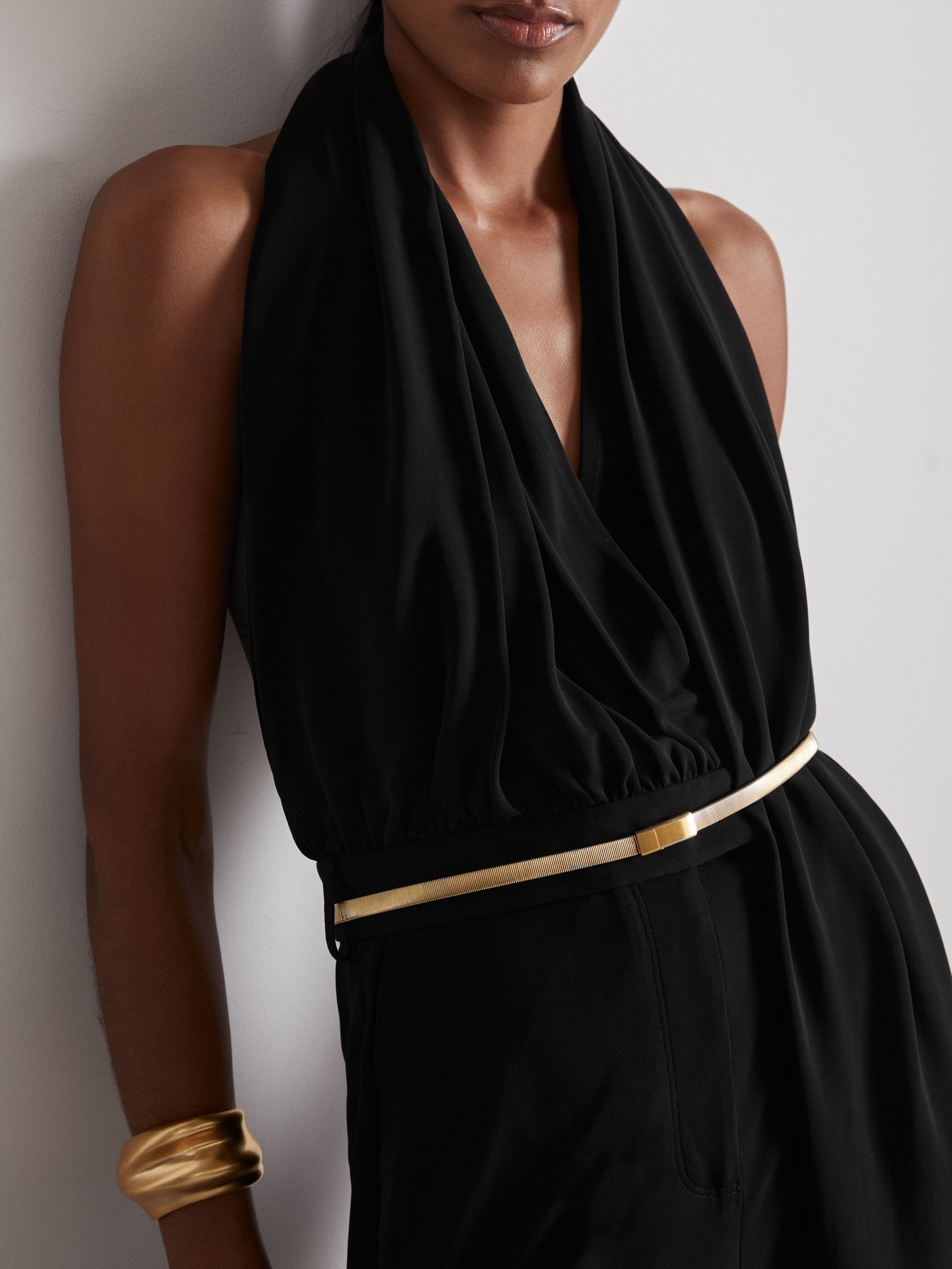 Atelier Gathered-Jersey Jumpsuit in Black - Image 4 of 8