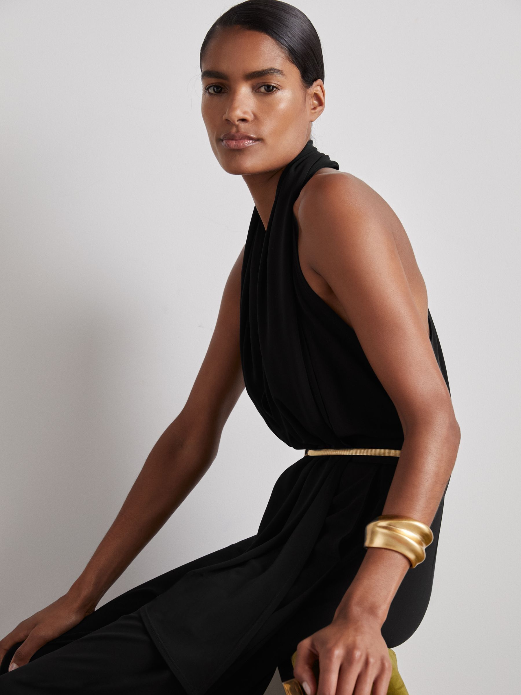 Atelier Gathered-Jersey Jumpsuit in Black - Image 5 of 8