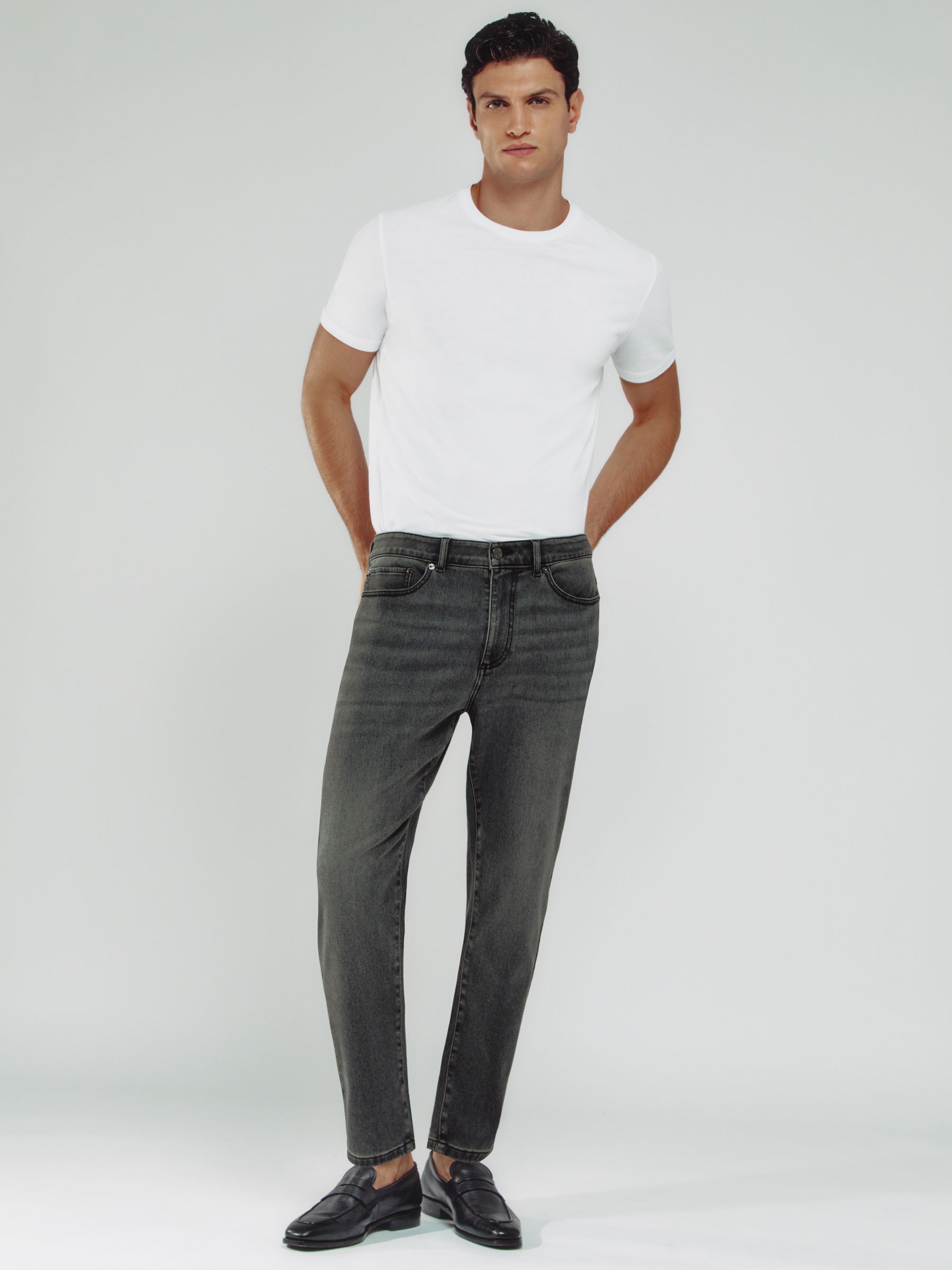 Relaxed-Fit Cropped Jeans in Washed Black - Image 1 of 6