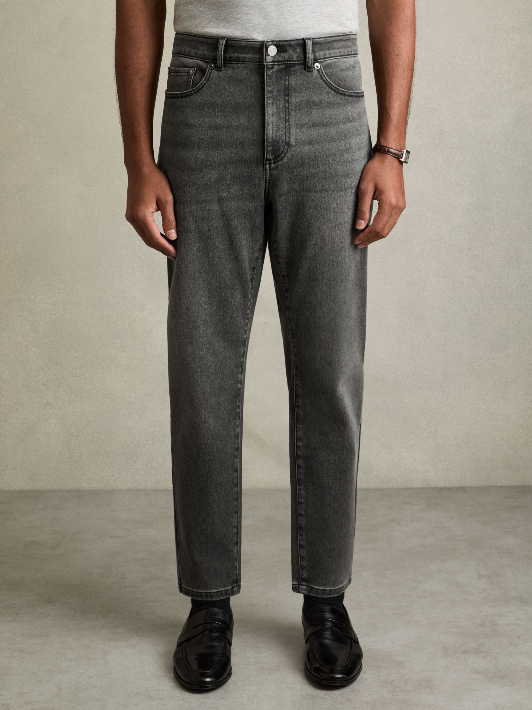 Relaxed-Fit Cropped Jeans in Washed Black - Image 3 of 6