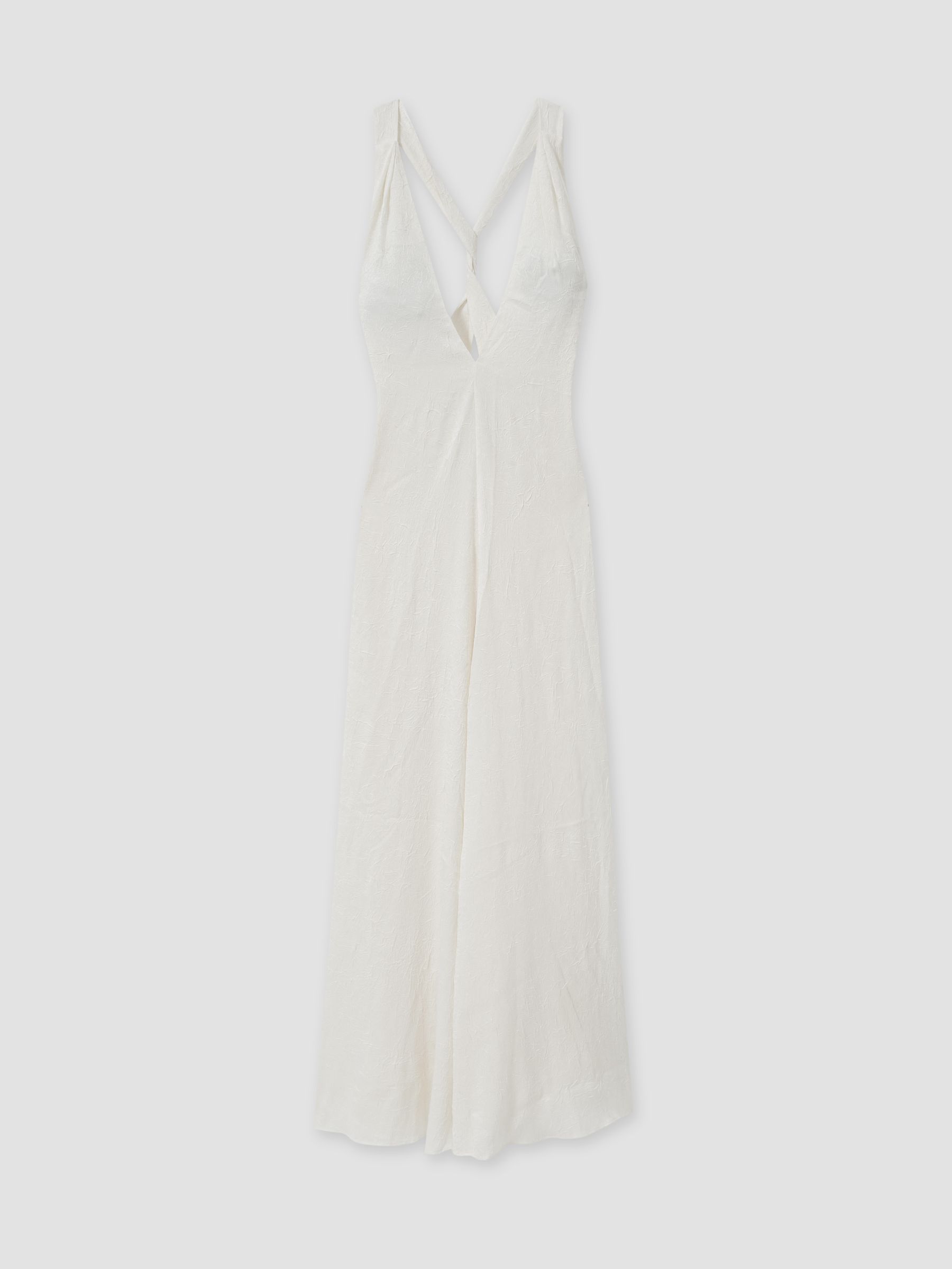 Crinkle-Satin Deep-V Maxi Dress in Ivory - Image 2 of 6