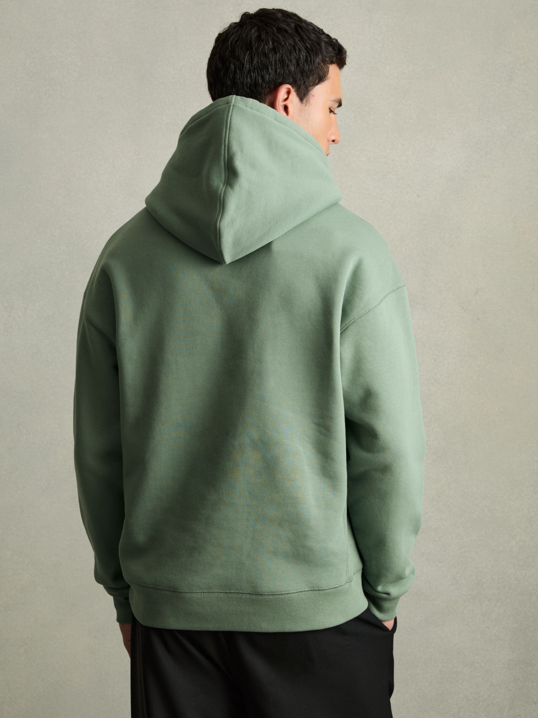 Cotton Fleece-Back Hoodie in Bright Green - Image 5 of 6