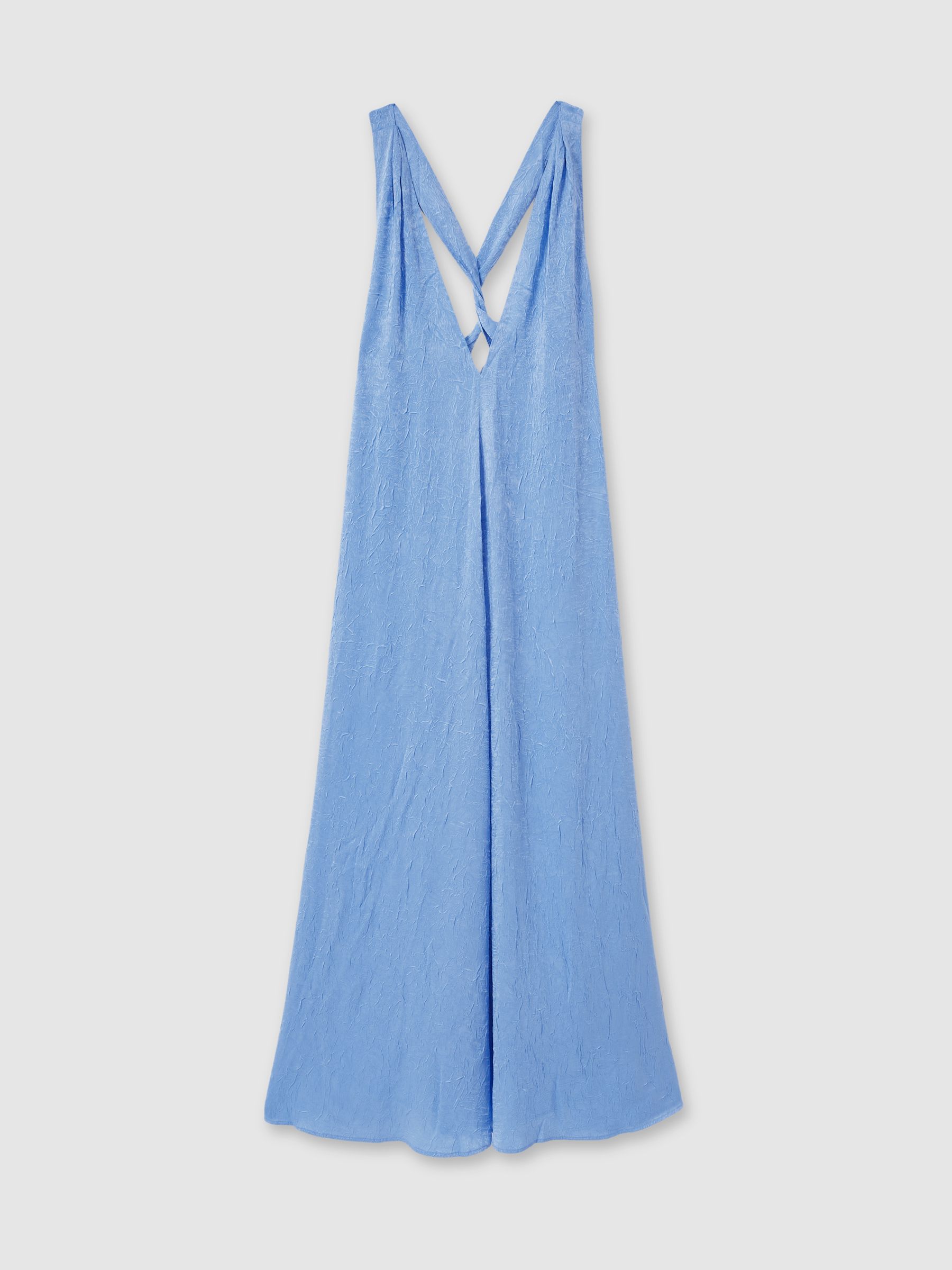 Crinkle-Satin Deep-V Maxi Dress in Periwinkle - Image 2 of 6
