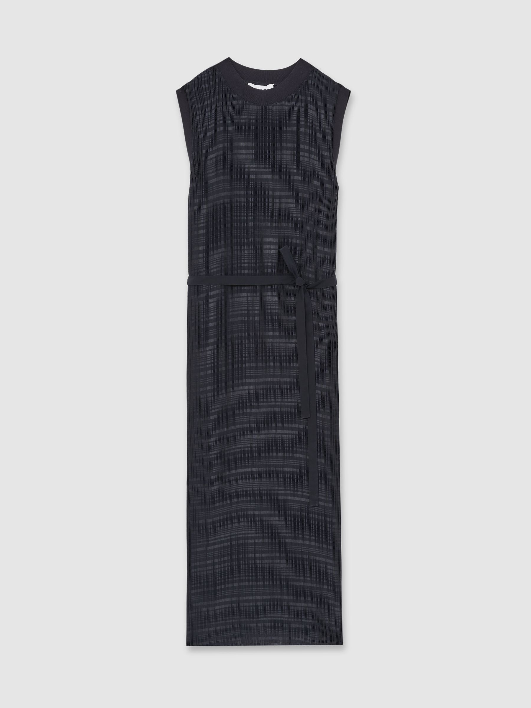 Pleated Column Midi Dress in Navy - Image 2 of 6