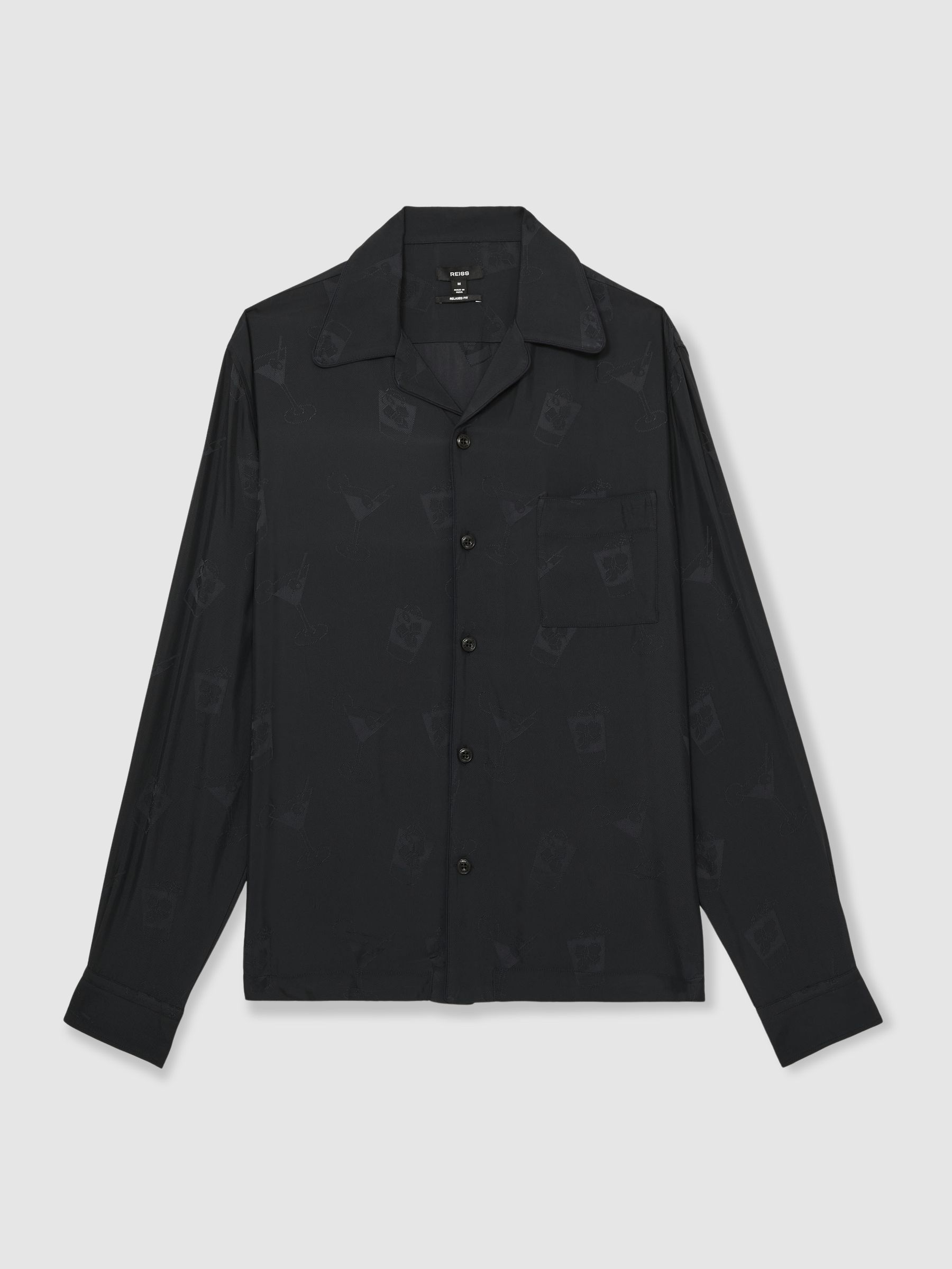 Cocktail-Jacquard Faille Shirt in Navy - Image 2 of 6