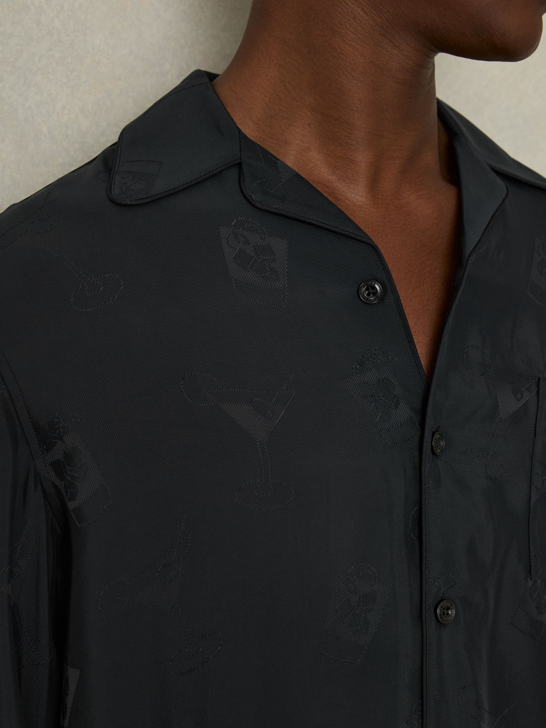 Cocktail-Jacquard Faille Shirt in Navy - Image 4 of 6