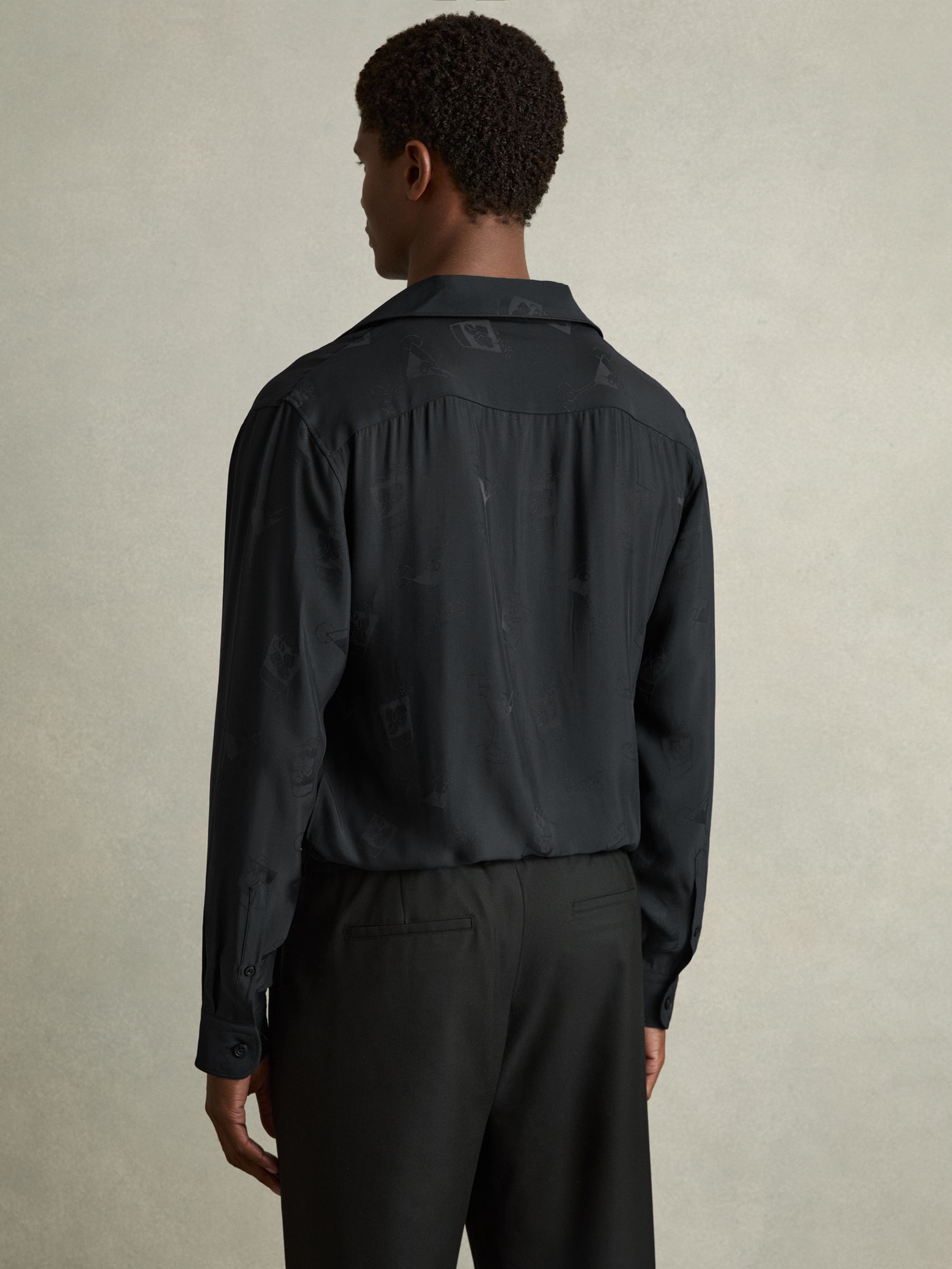 Cocktail-Jacquard Faille Shirt in Navy - Image 5 of 6