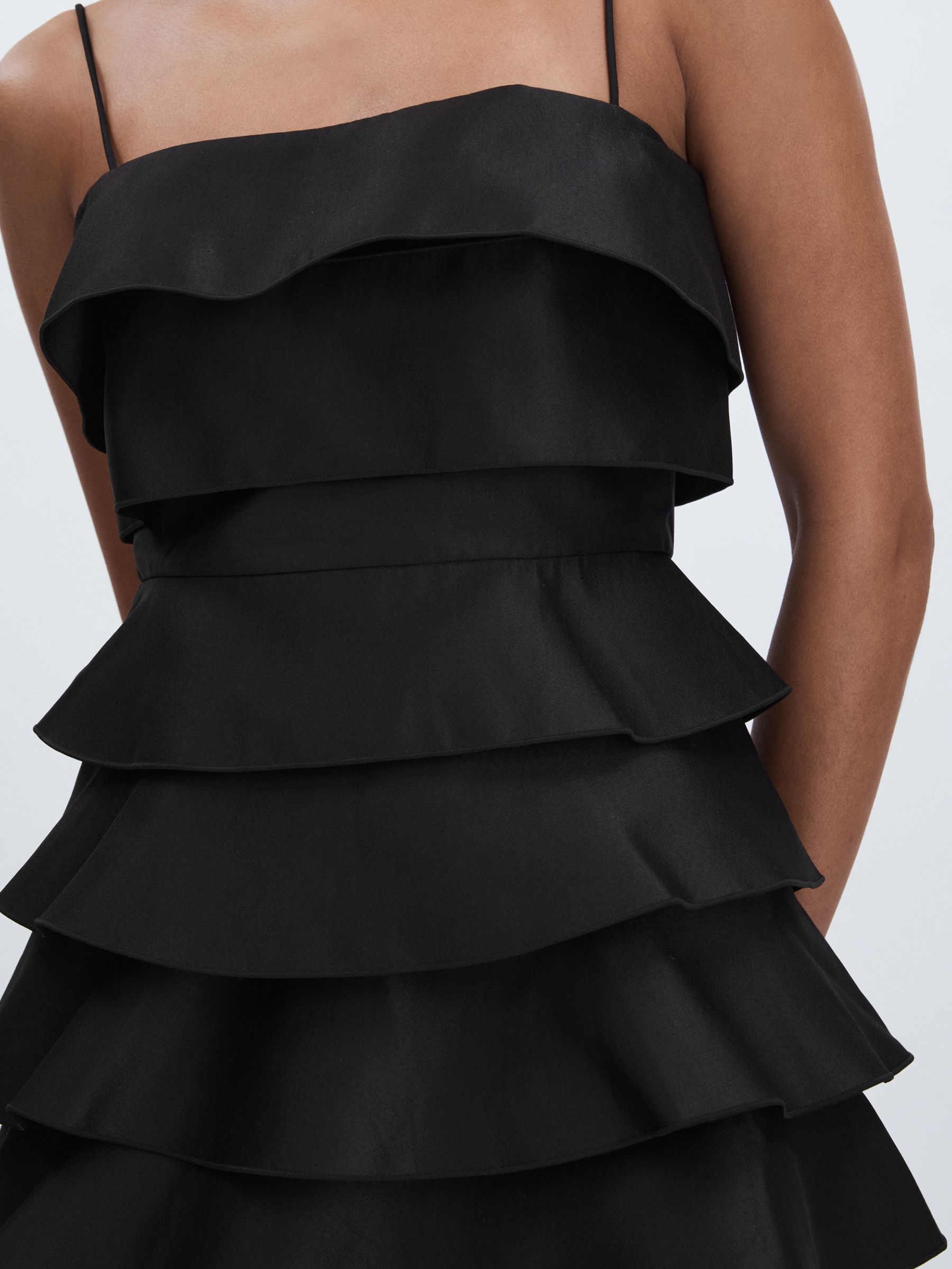Acler Tiered Frill Mini Dress in Black - Image 4 of 6