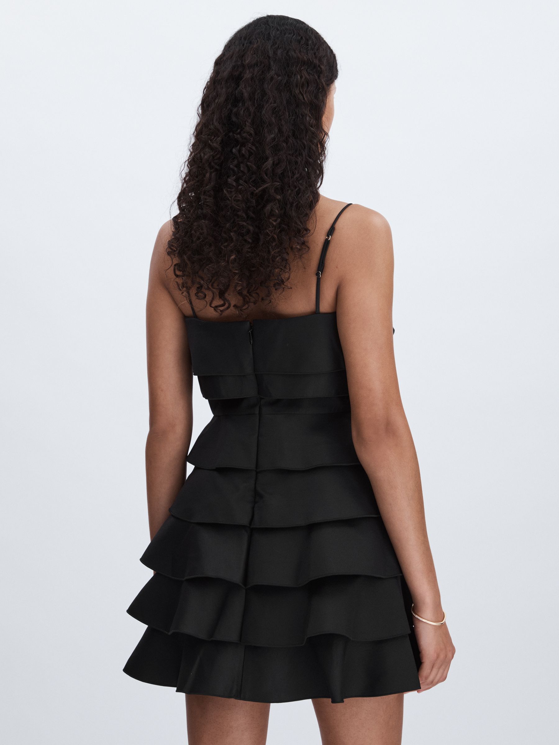Acler Tiered Frill Mini Dress in Black - Image 5 of 6