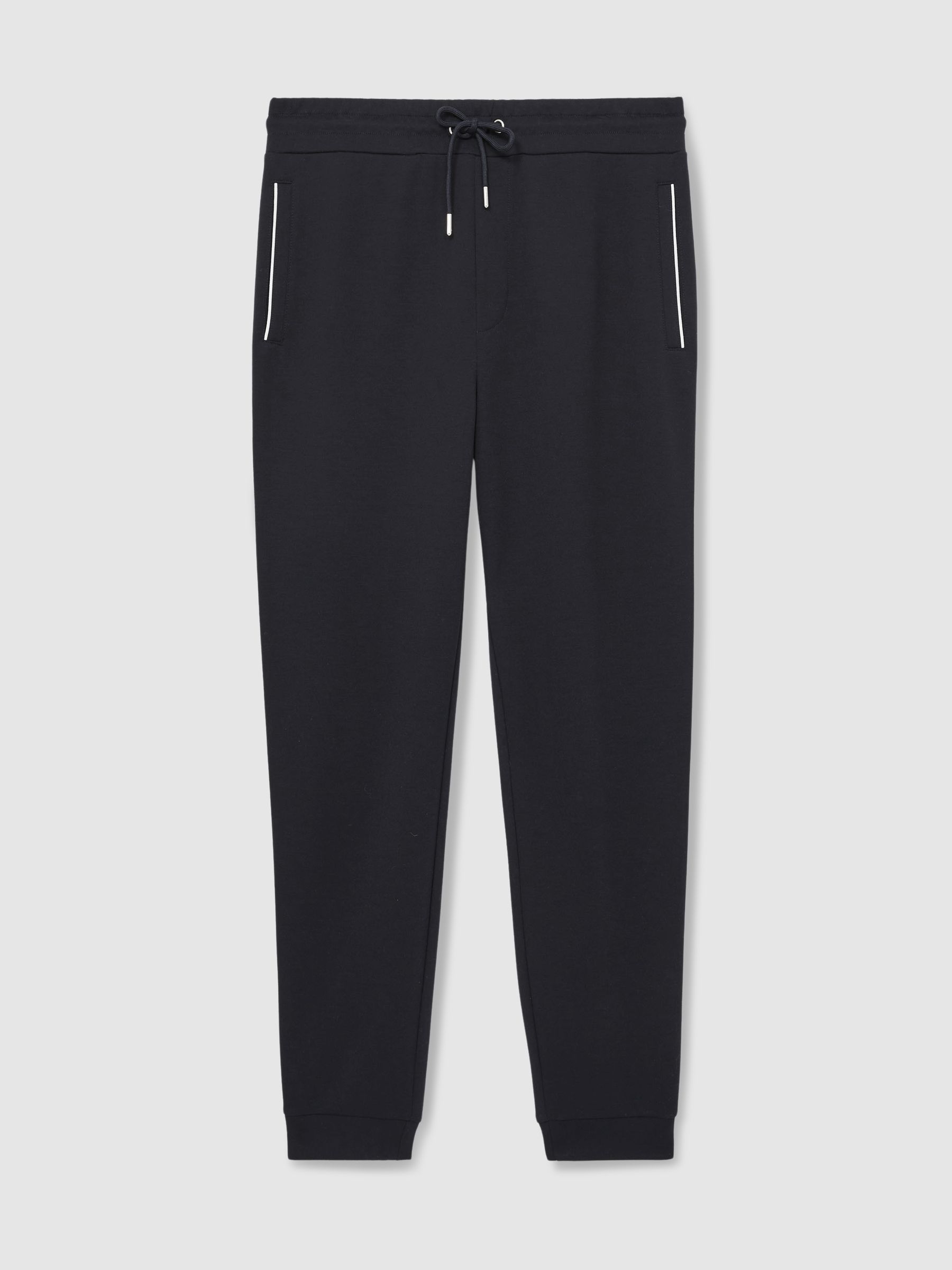 Interlock Piped Drawstring Joggers in Navy - Image 2 of 6
