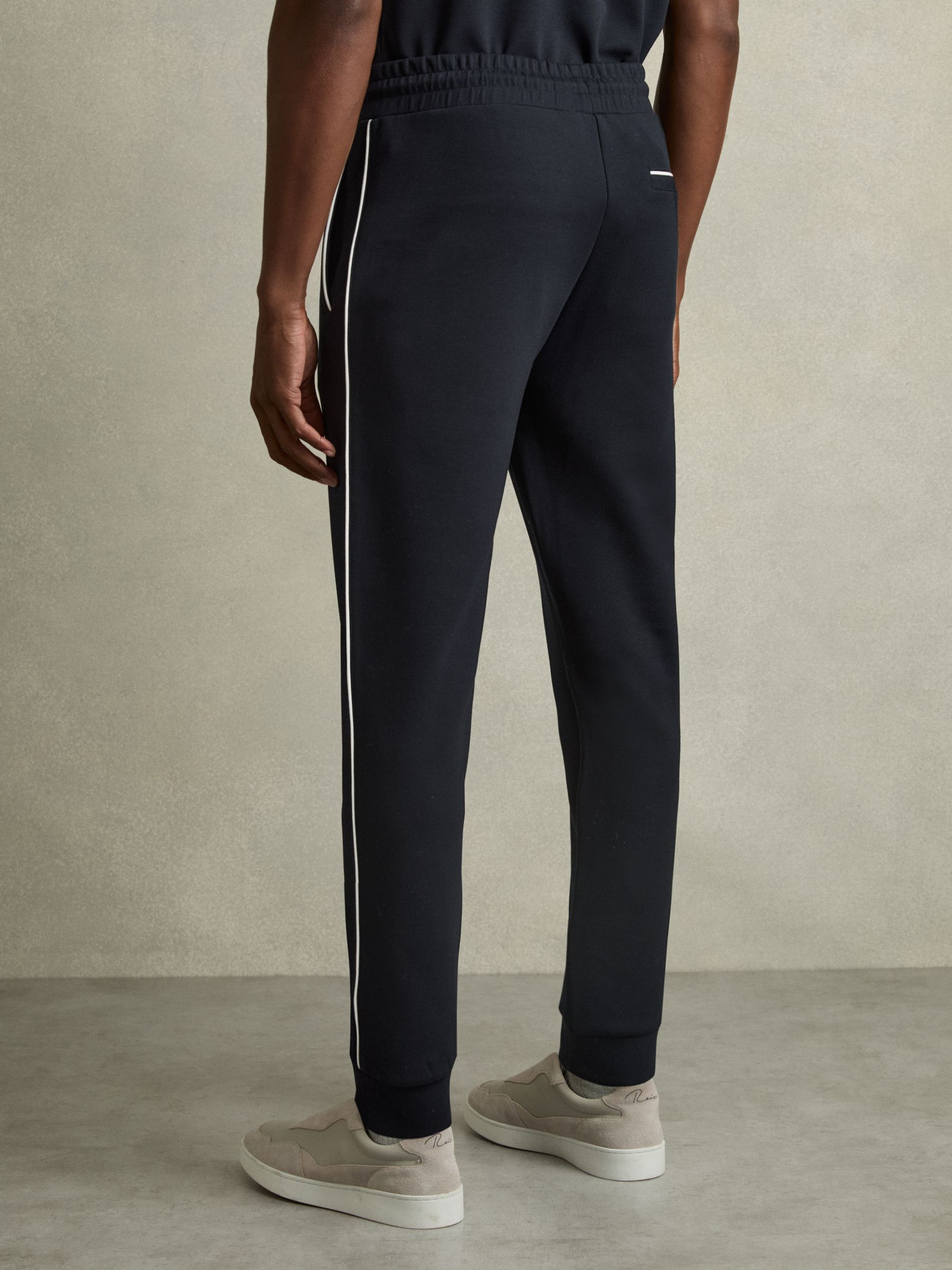 Interlock Piped Drawstring Joggers in Navy - Image 5 of 6