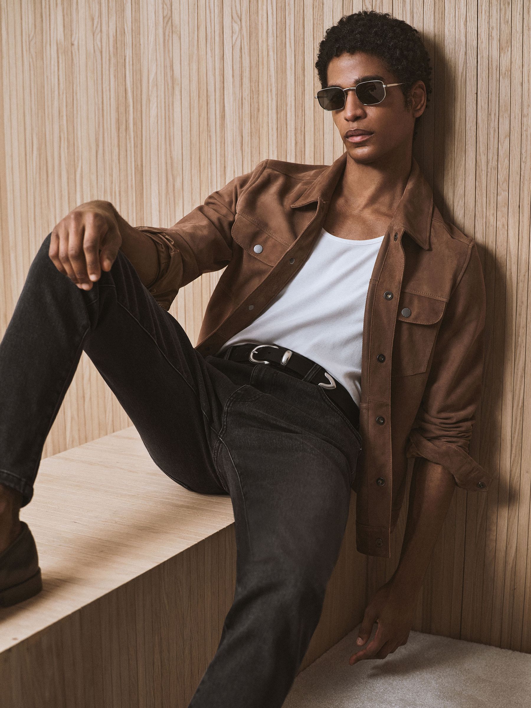 Tapered Slim-Fit Jeans in Washed Black - image 5