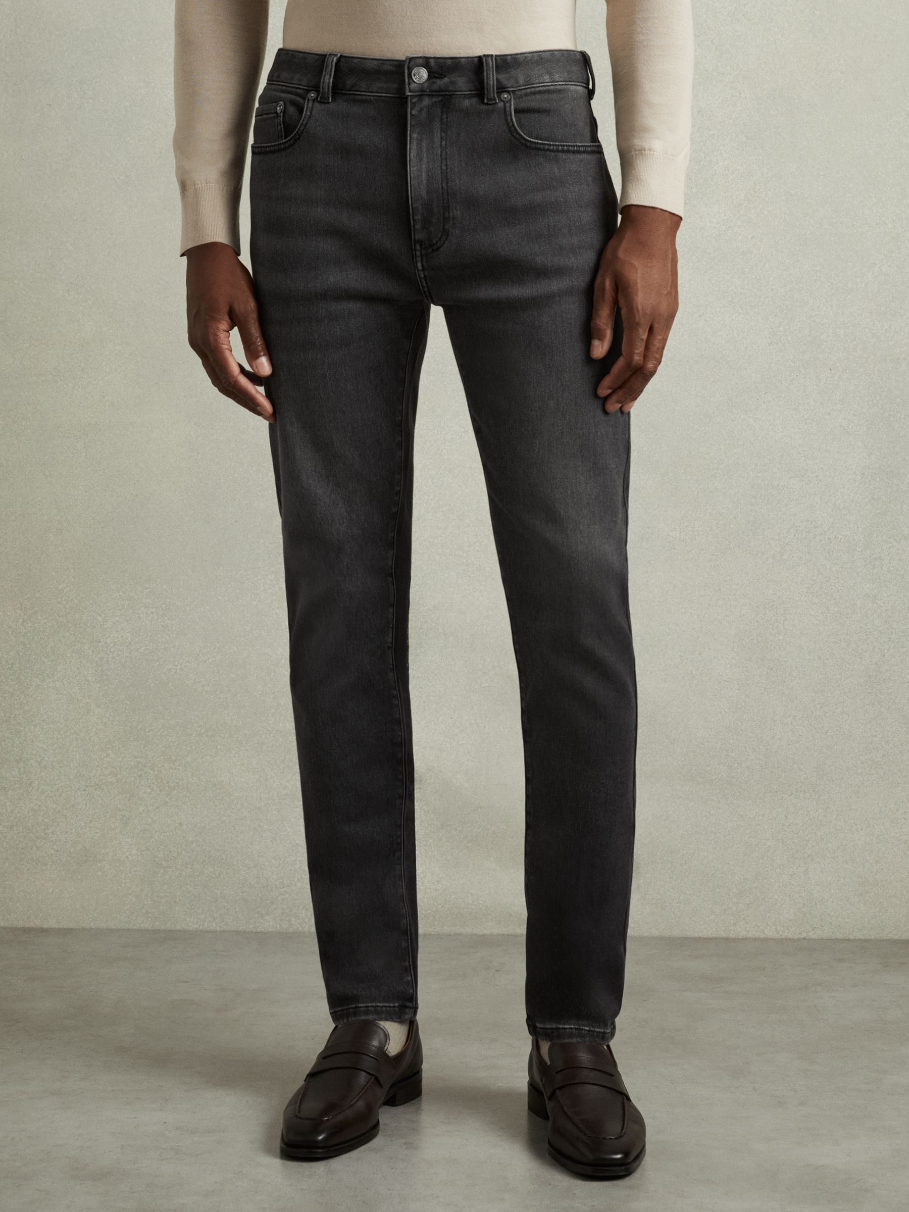 Tapered Slim-Fit Jeans in Washed Black - Image 3 of 6