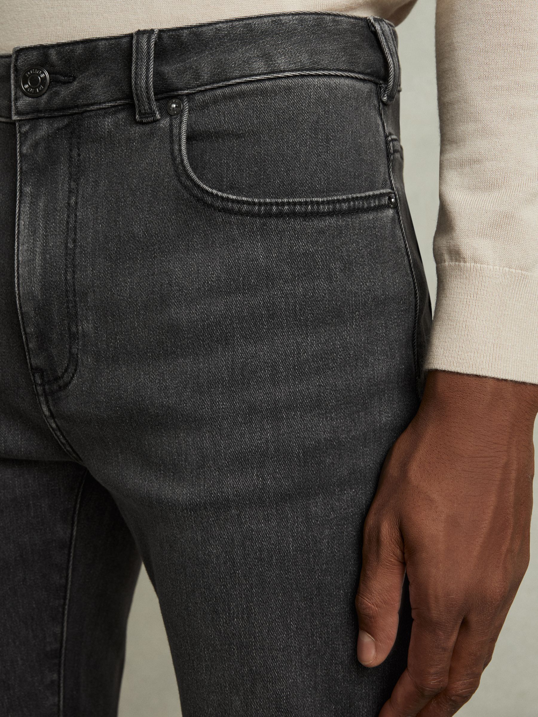 Tapered Slim-Fit Jeans in Washed Black - Image 4 of 6
