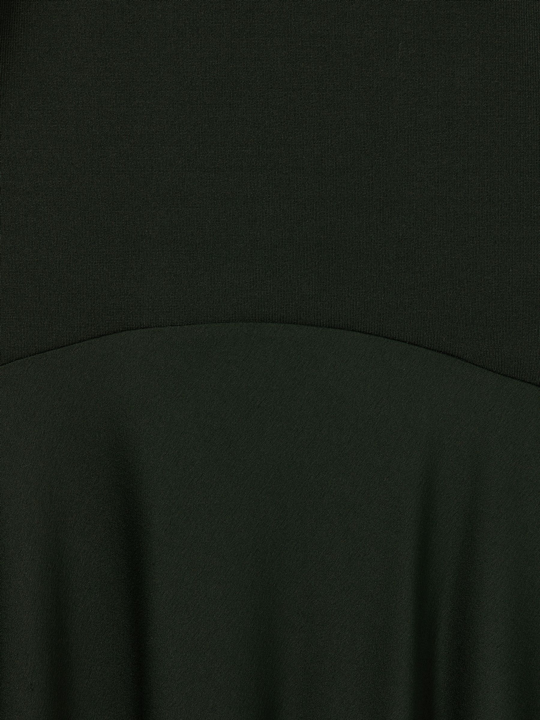 Reiss Florere Hybrid Knit-Satin Midi Dress in Dark Green - REISS