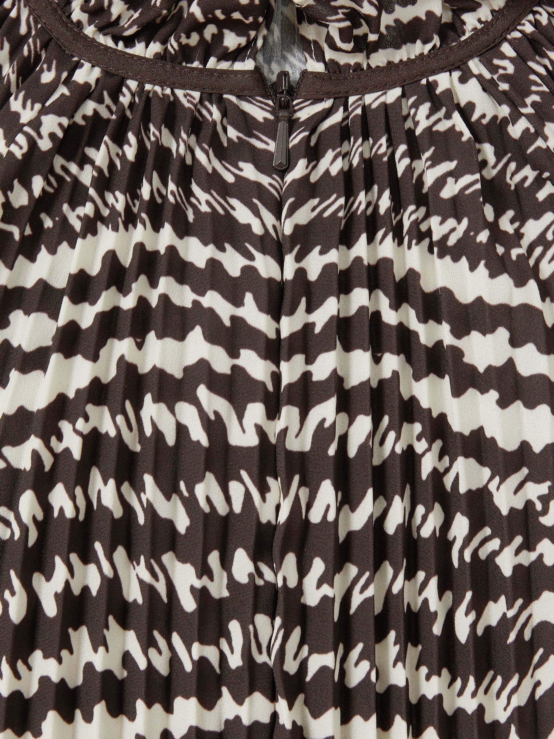 Florere Pleated Frill Midi Dress in Chocolate - Image 8 of 8
