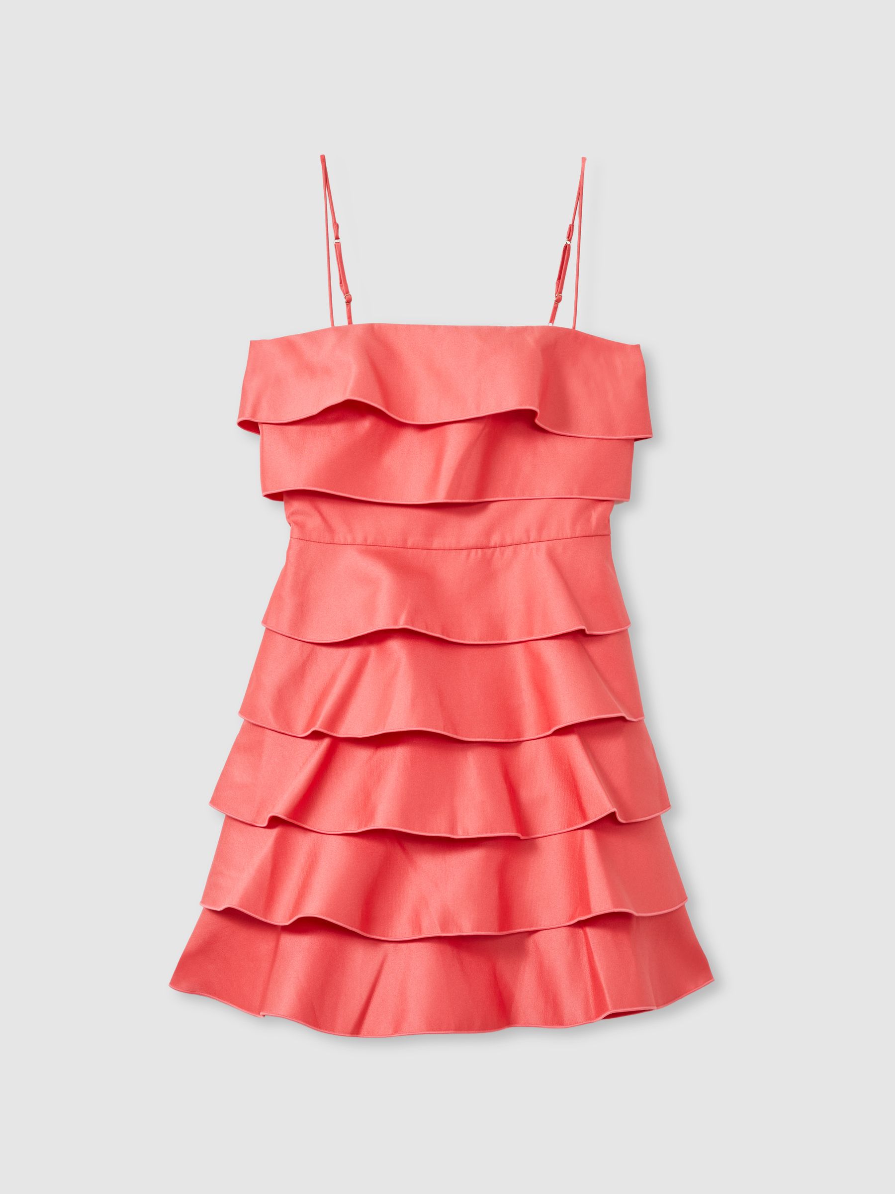 Acler Tiered Frill Mini Dress in Red - Image 2 of 5