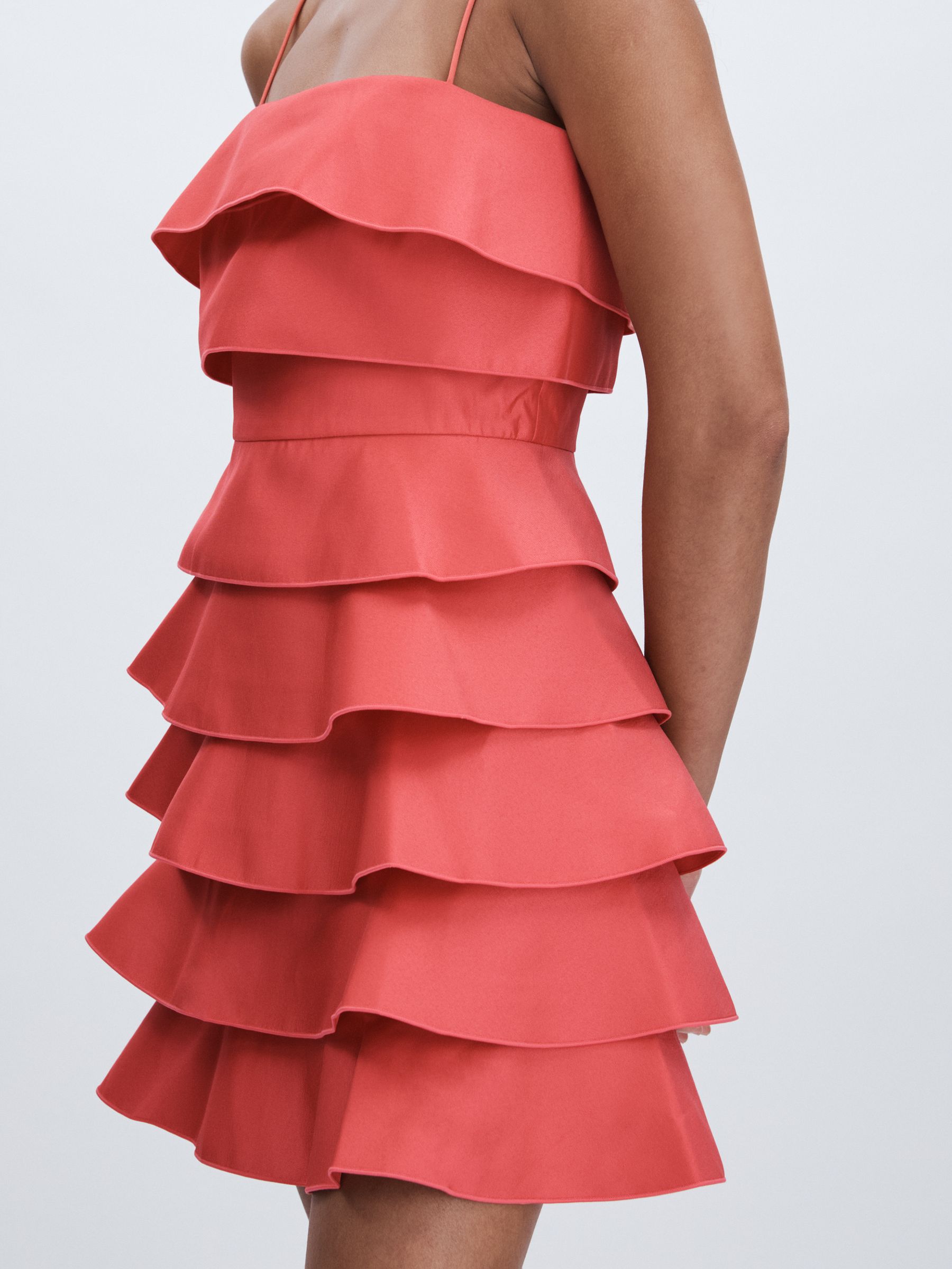 Acler Tiered Frill Mini Dress in Red - Image 3 of 5