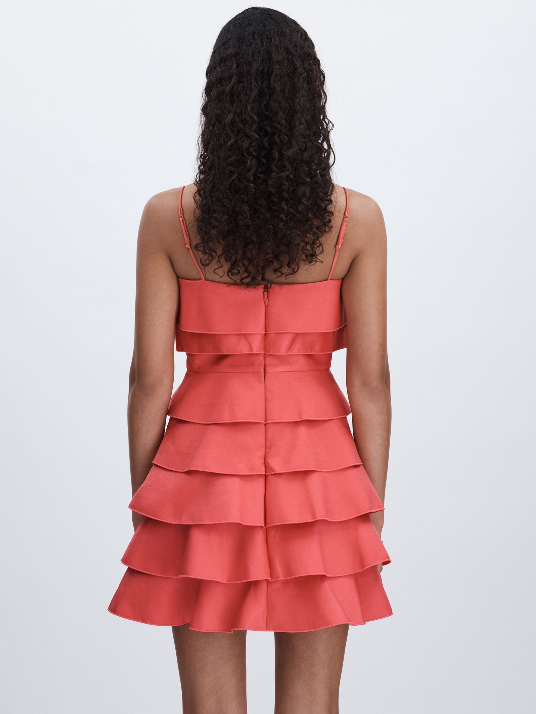 Acler Tiered Frill Mini Dress in Red - Image 4 of 5