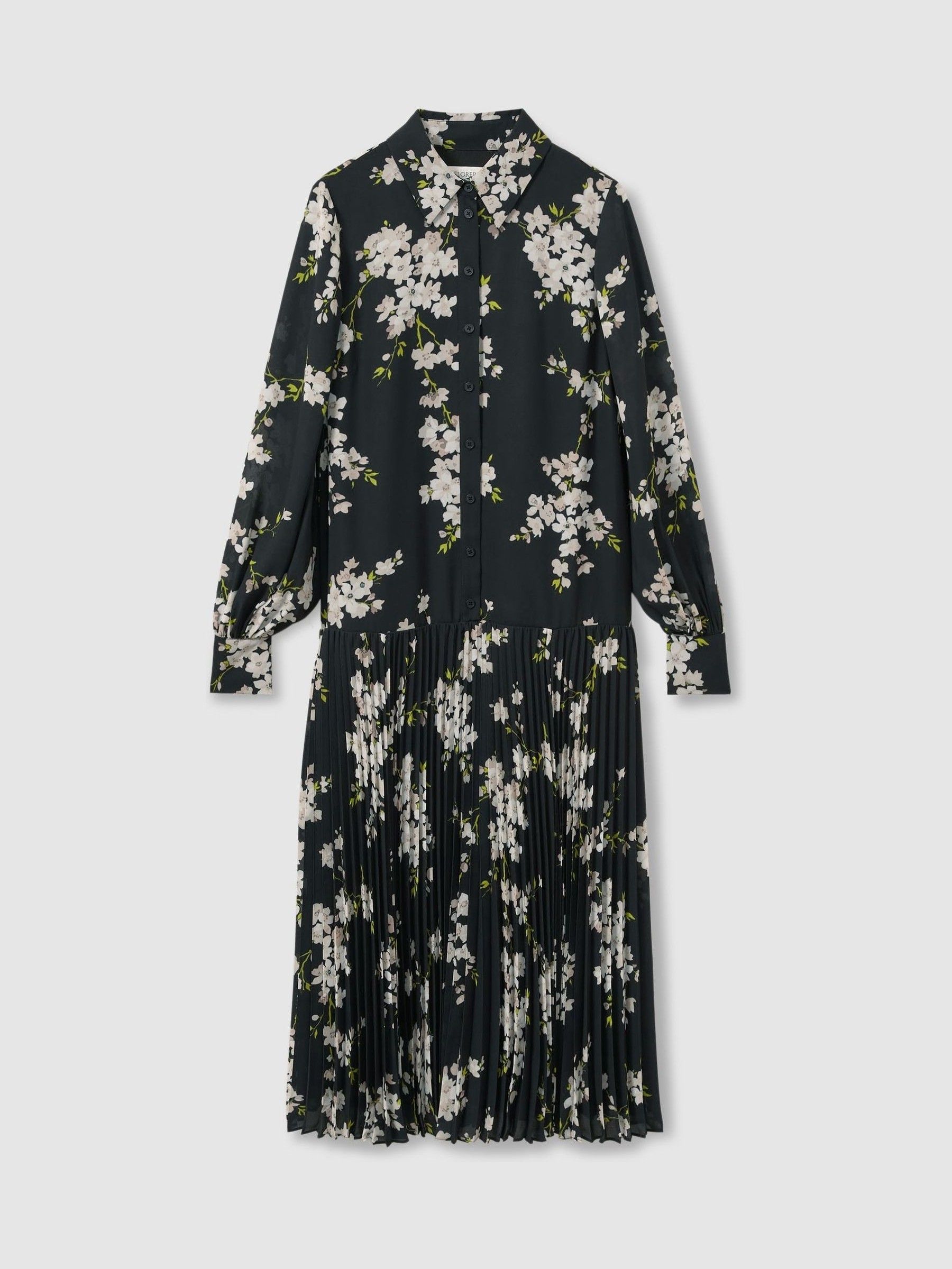 Florere Dropped Waist Shirt Midi Dress in Black - Image 2 of 7
