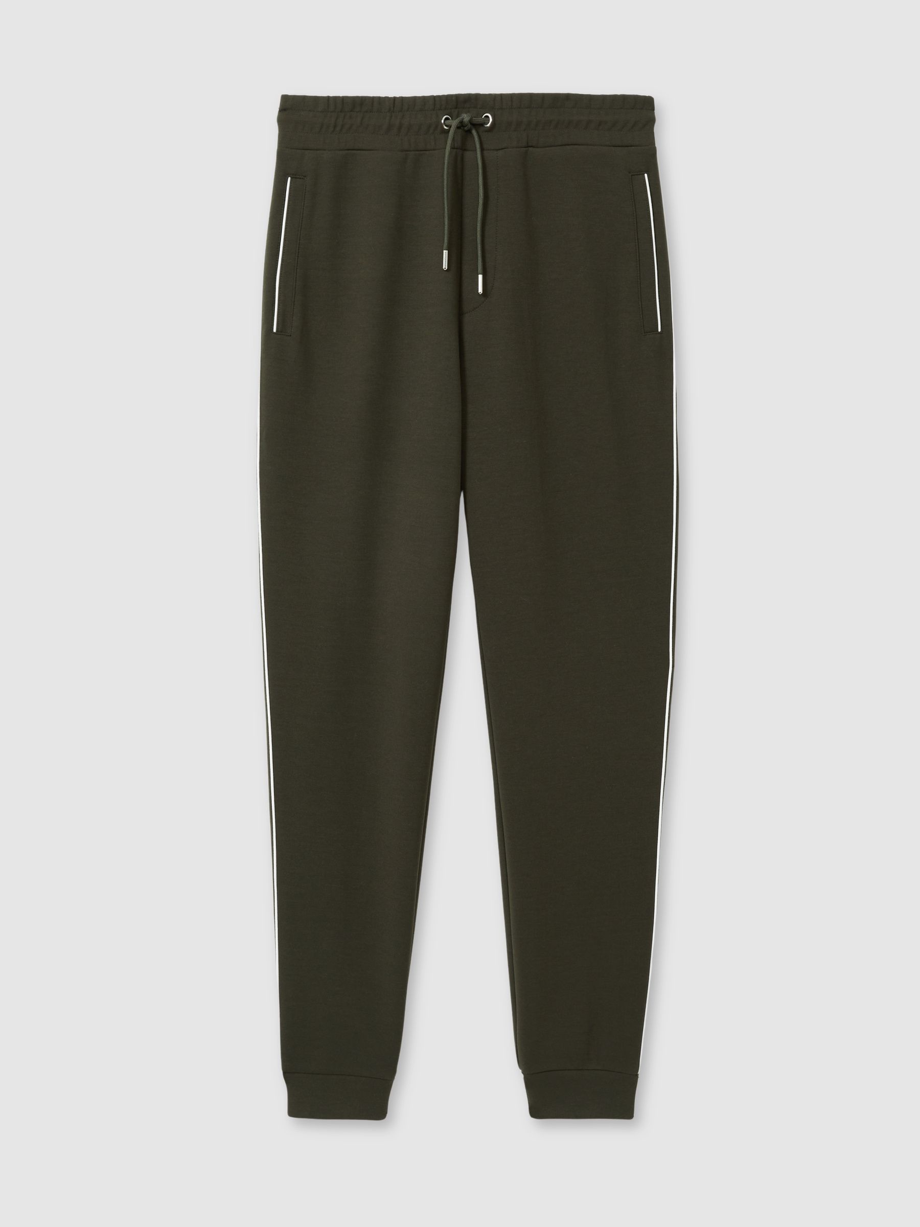 Interlock Piped Drawstring Joggers in Forest Green - Image 2 of 6