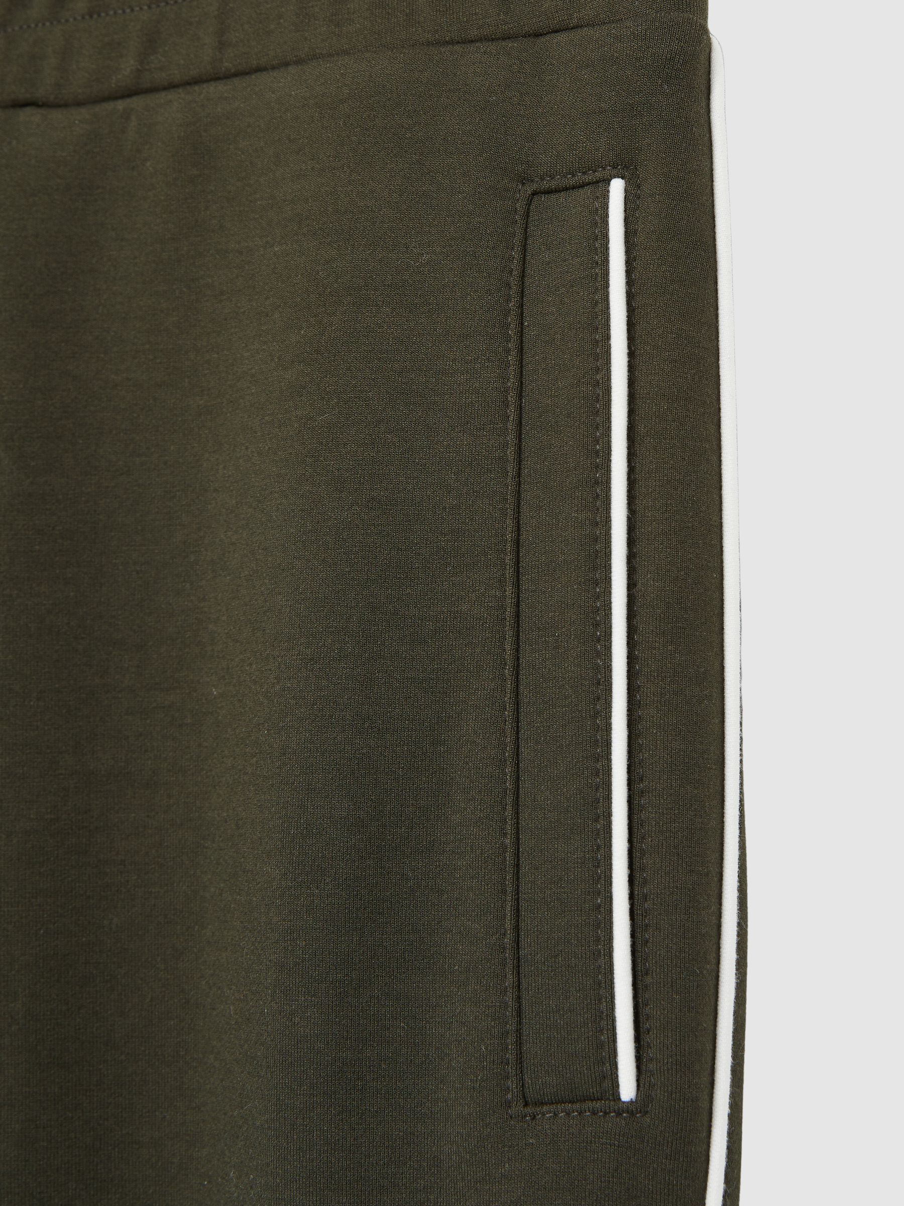 Interlock Piped Drawstring Joggers in Forest Green - Image 5 of 6