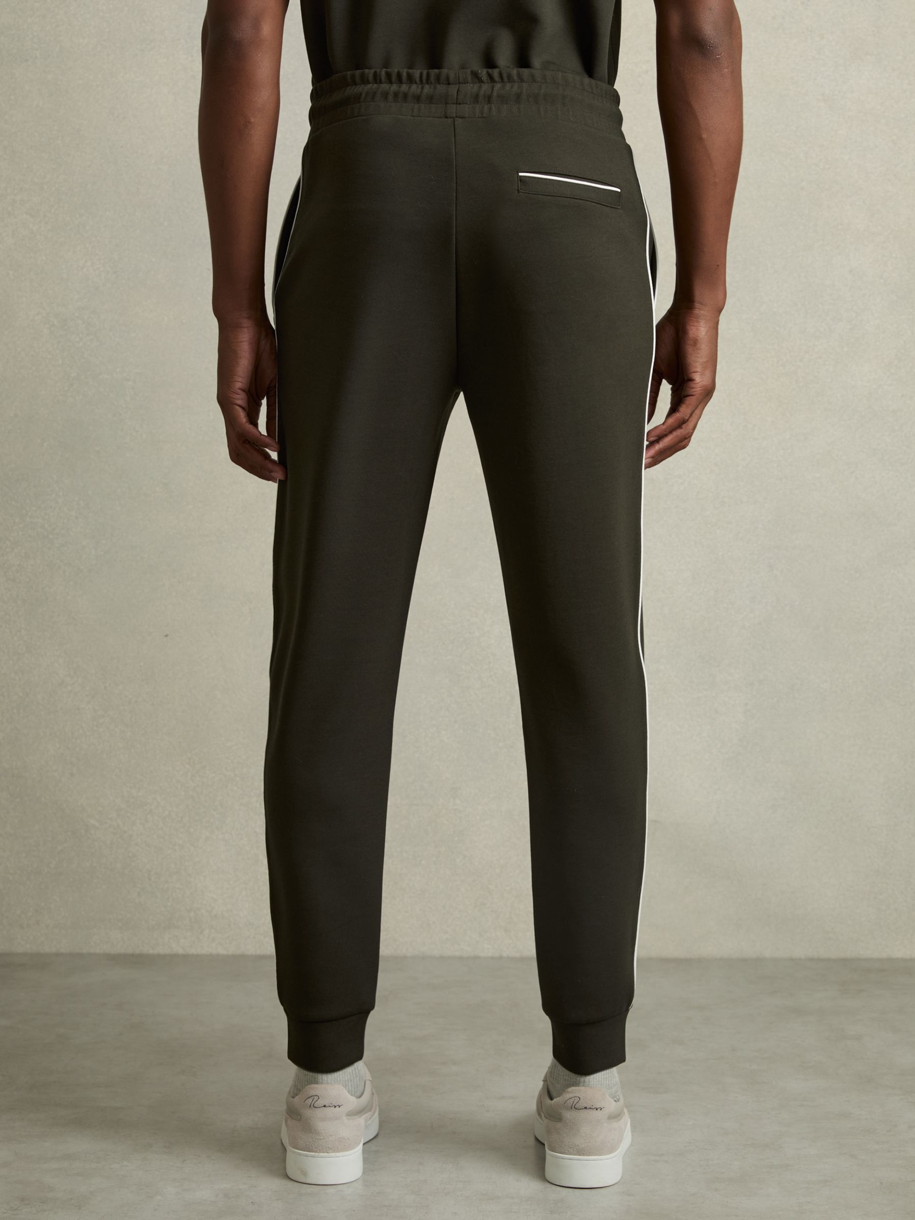 Interlock Piped Drawstring Joggers in Forest Green - Image 6 of 6