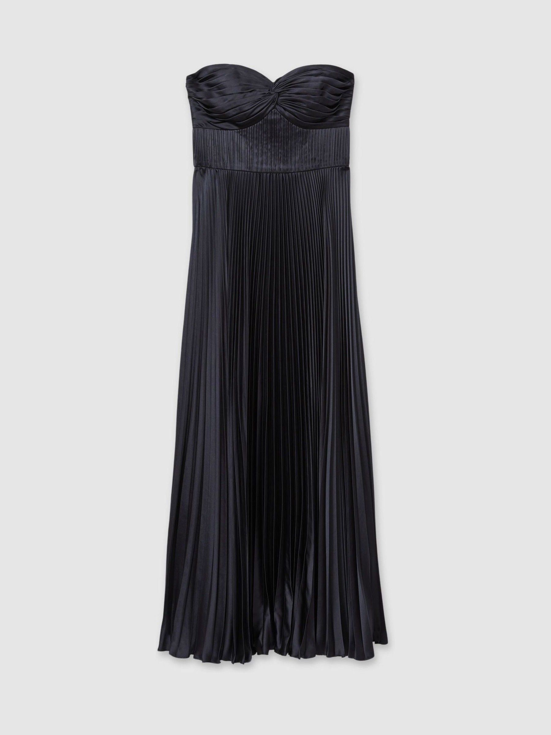 Reiss Amur Strapless Pleated Maxi Dress in Navy | REISS Reiss Amur Strapless Pleated Maxi Dress in Navy | REISS