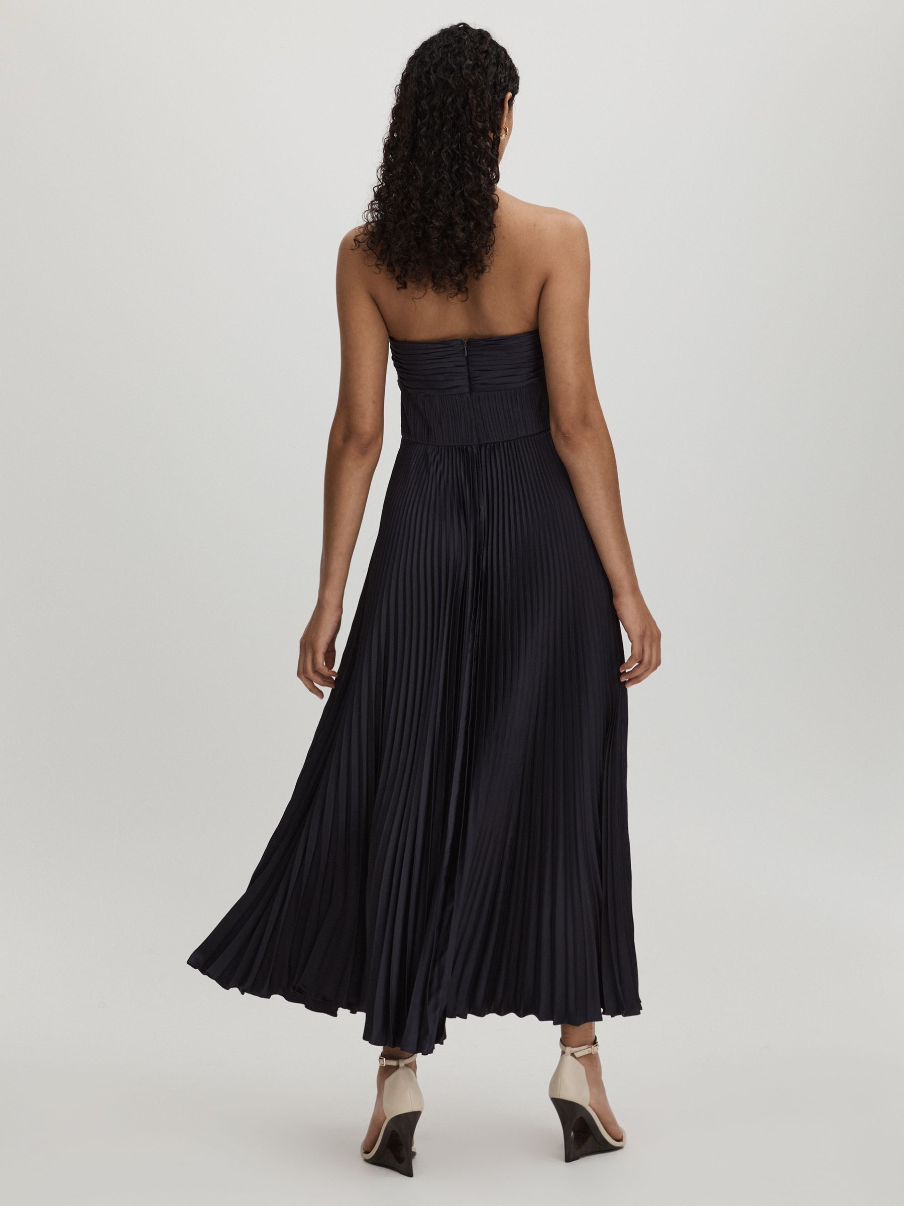 Amur Strapless Pleated Maxi Dress in Navy - Image 4 of 5