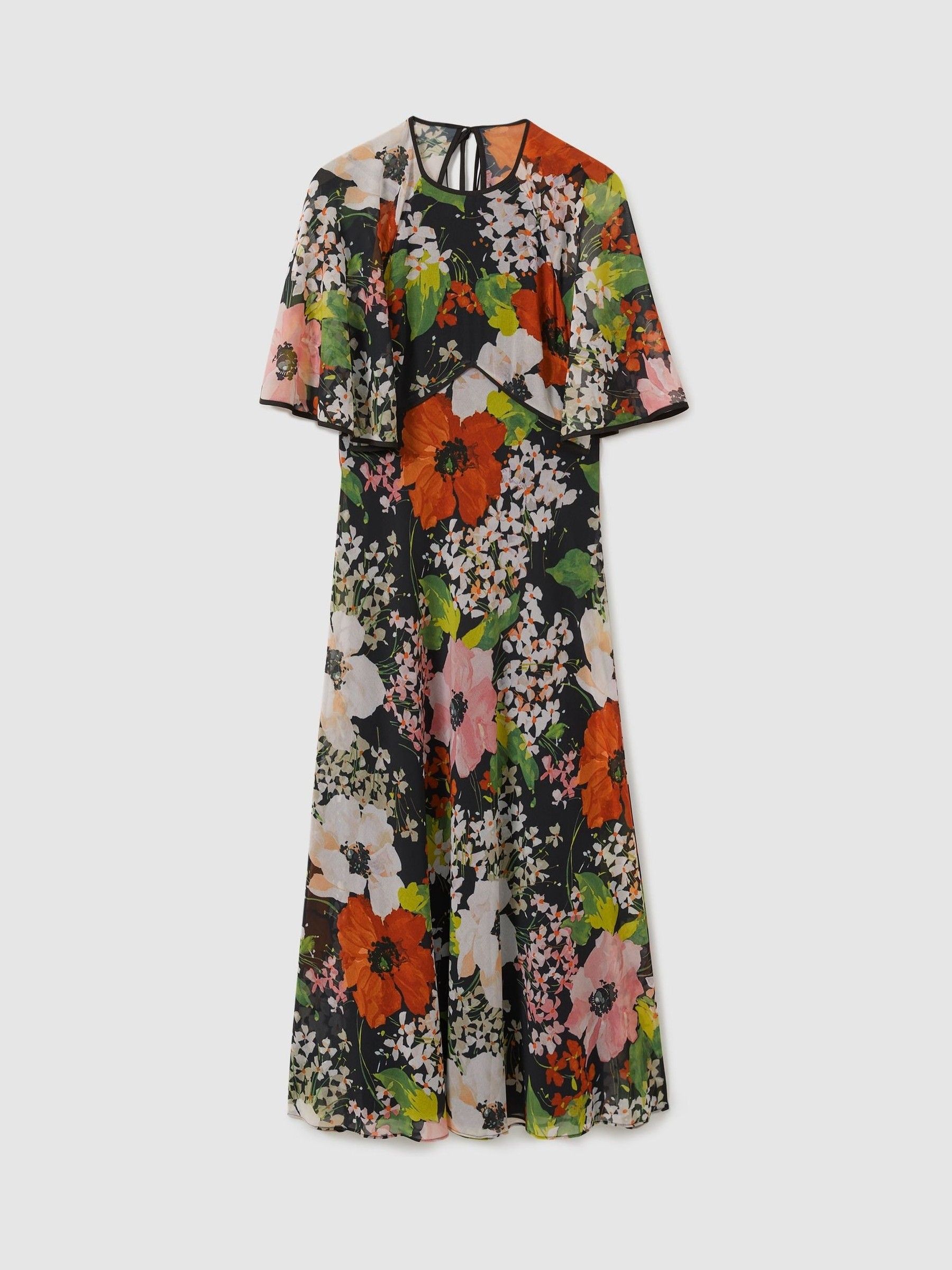 Florere Cape Detail Midi Dress in Multi - Image 2 of 7