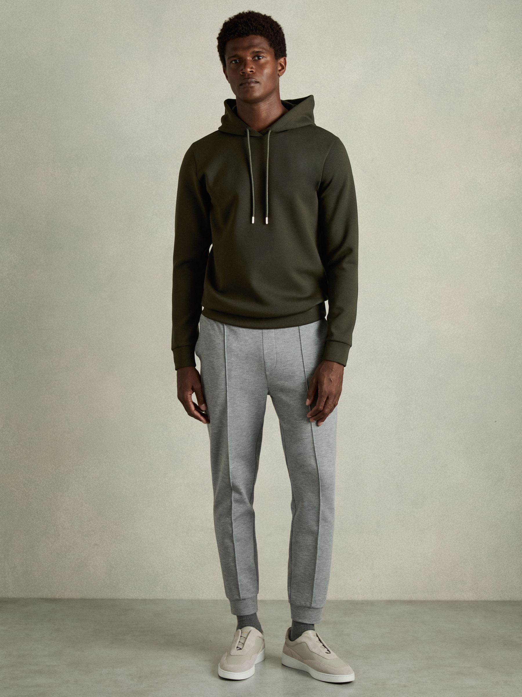Interlock Jersey Drawstring Hoodie in Forest Green - Image 3 of 7