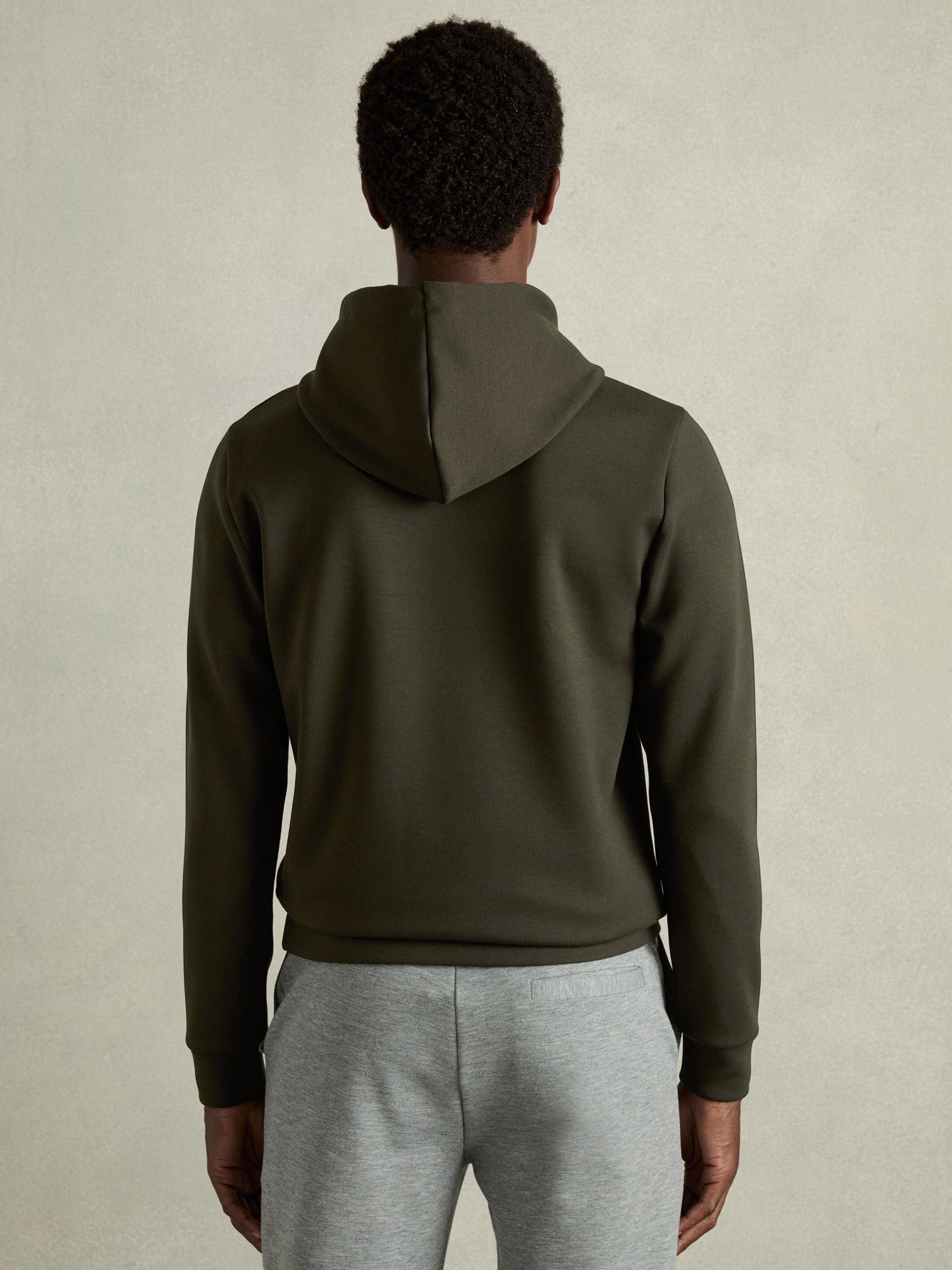 Interlock Jersey Drawstring Hoodie in Forest Green - Image 5 of 7