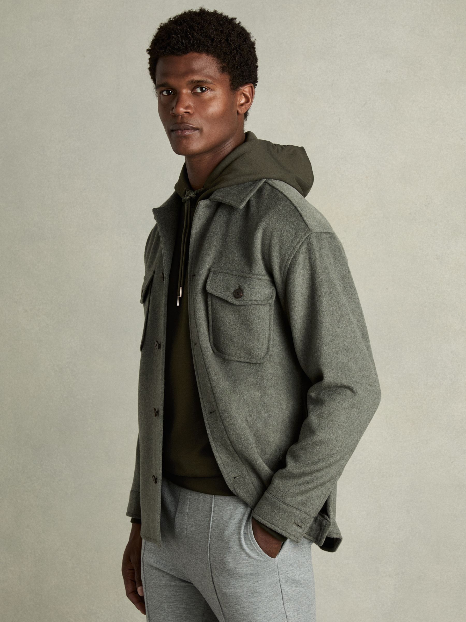 Interlock Jersey Drawstring Hoodie in Forest Green - Image 6 of 7