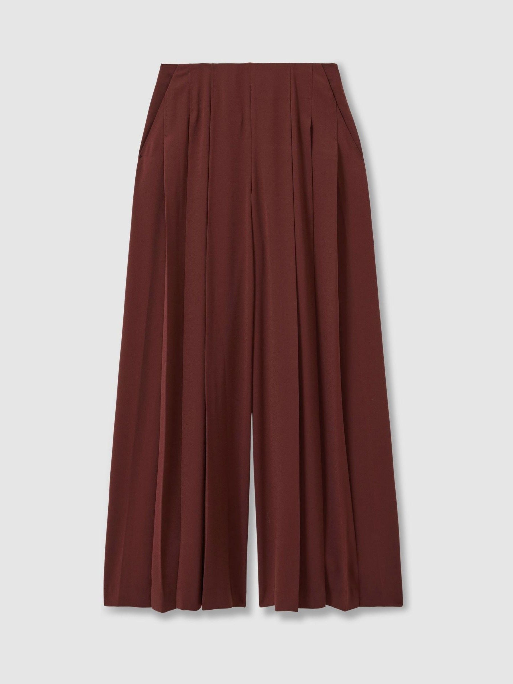 Florere Pleated Wide Leg Trousers in Burgundy - Image 2 of 6