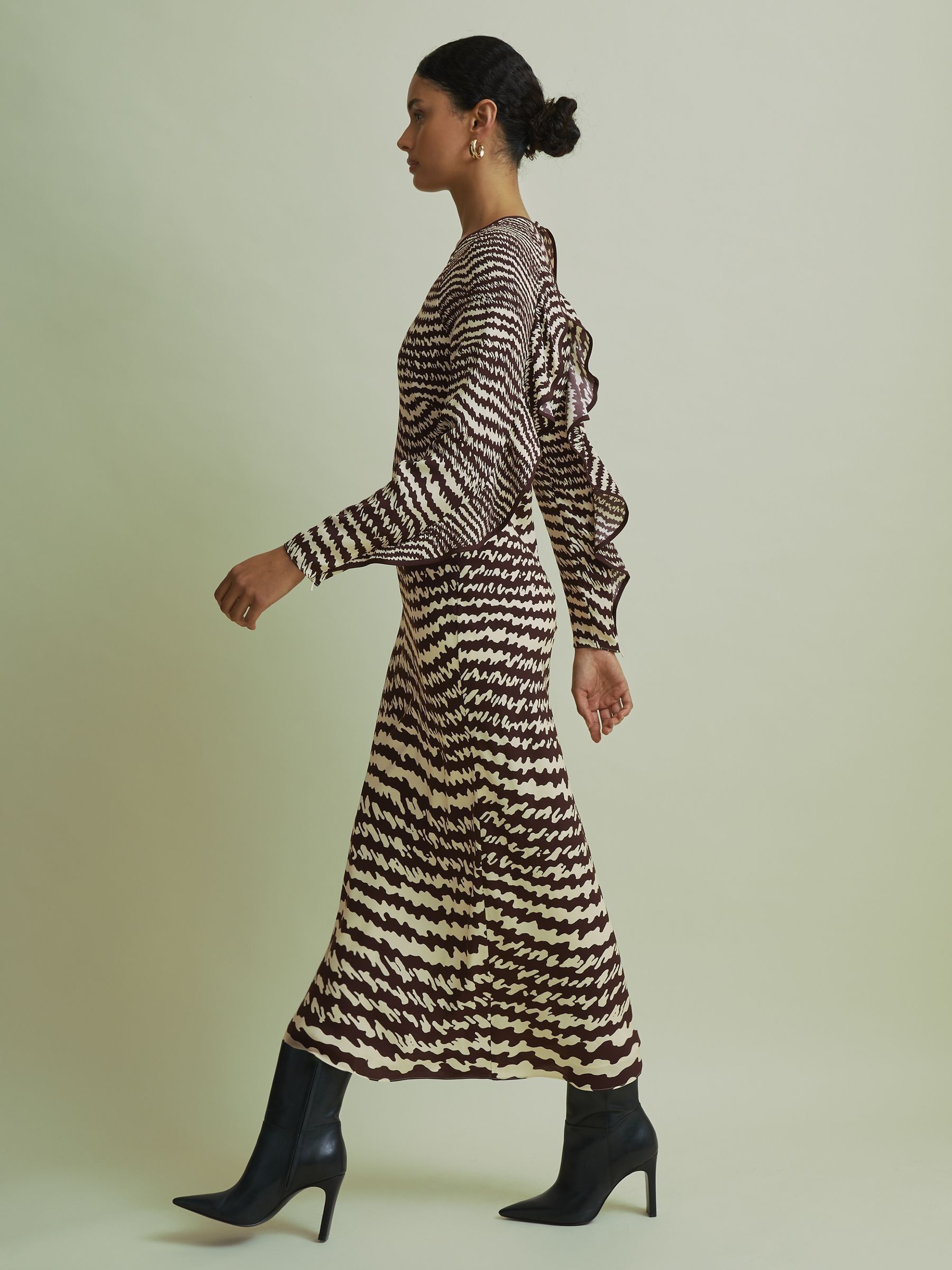 Florere Column Midi Dress in Chocolate - Image 5 of 8