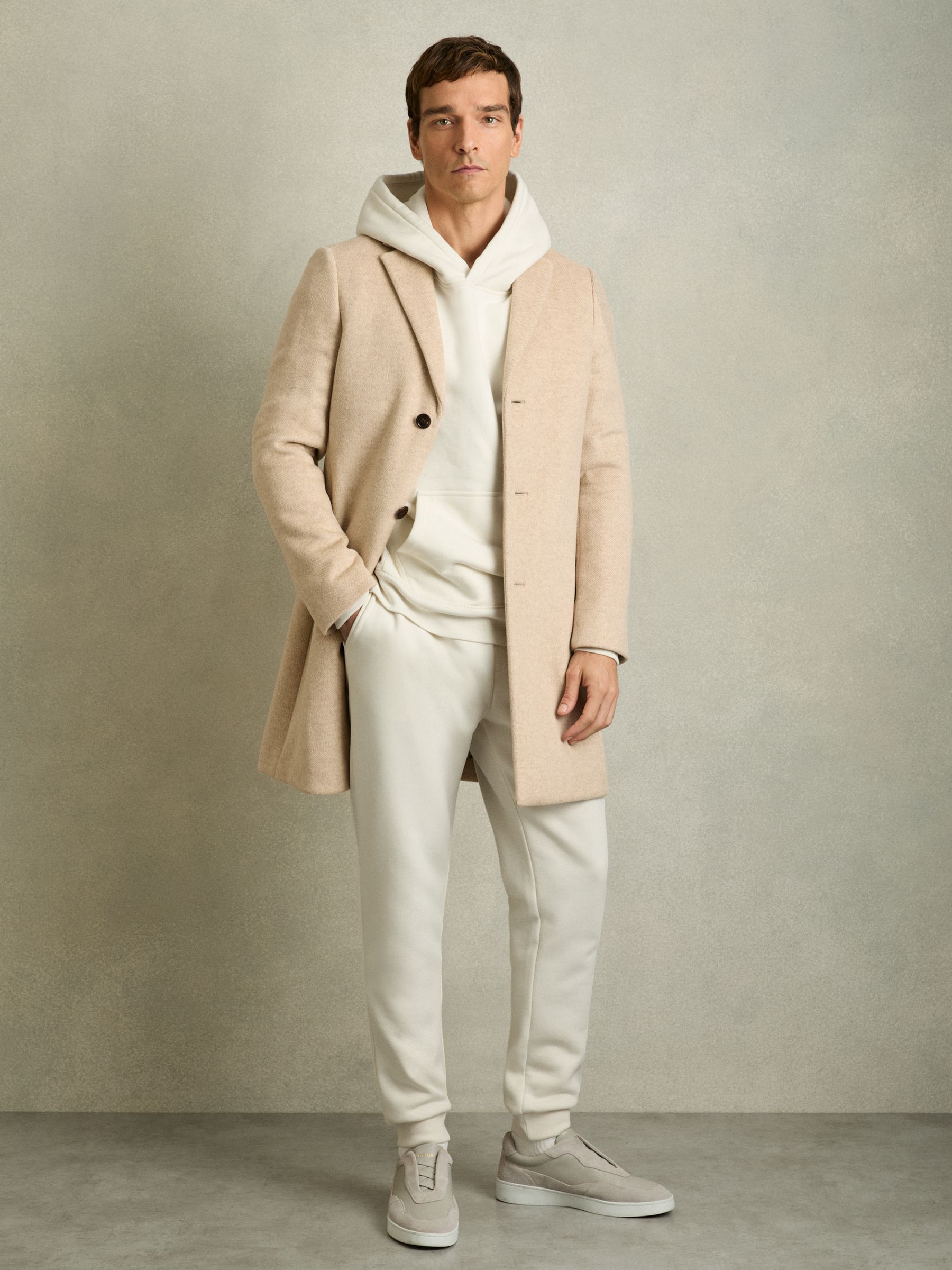 Cotton Fleece-Back Hoodie in Off White - Image 3 of 5