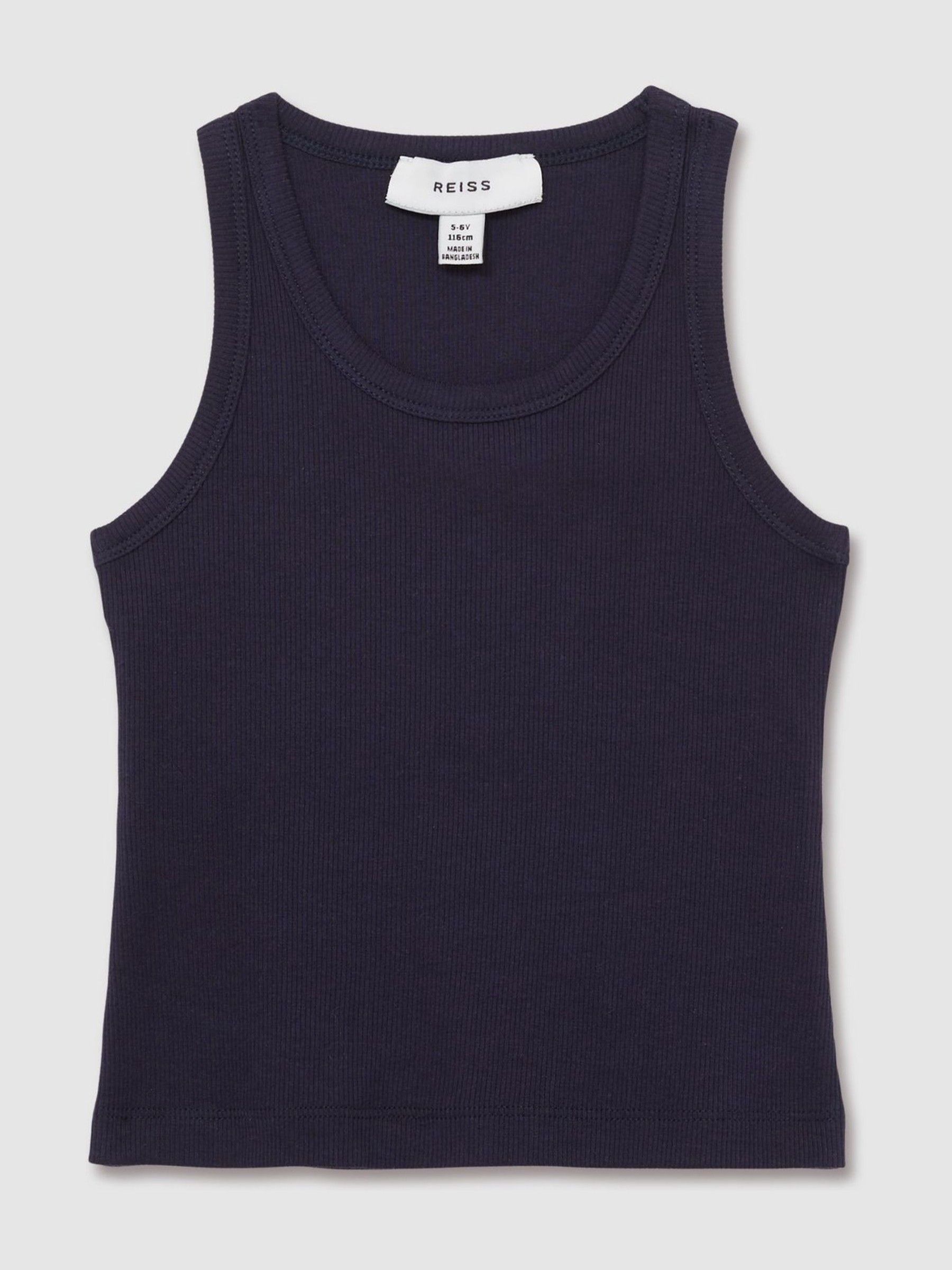 13-14 yrs Cotton Blend Ribbed Vest in Navy - Image 1 of 4