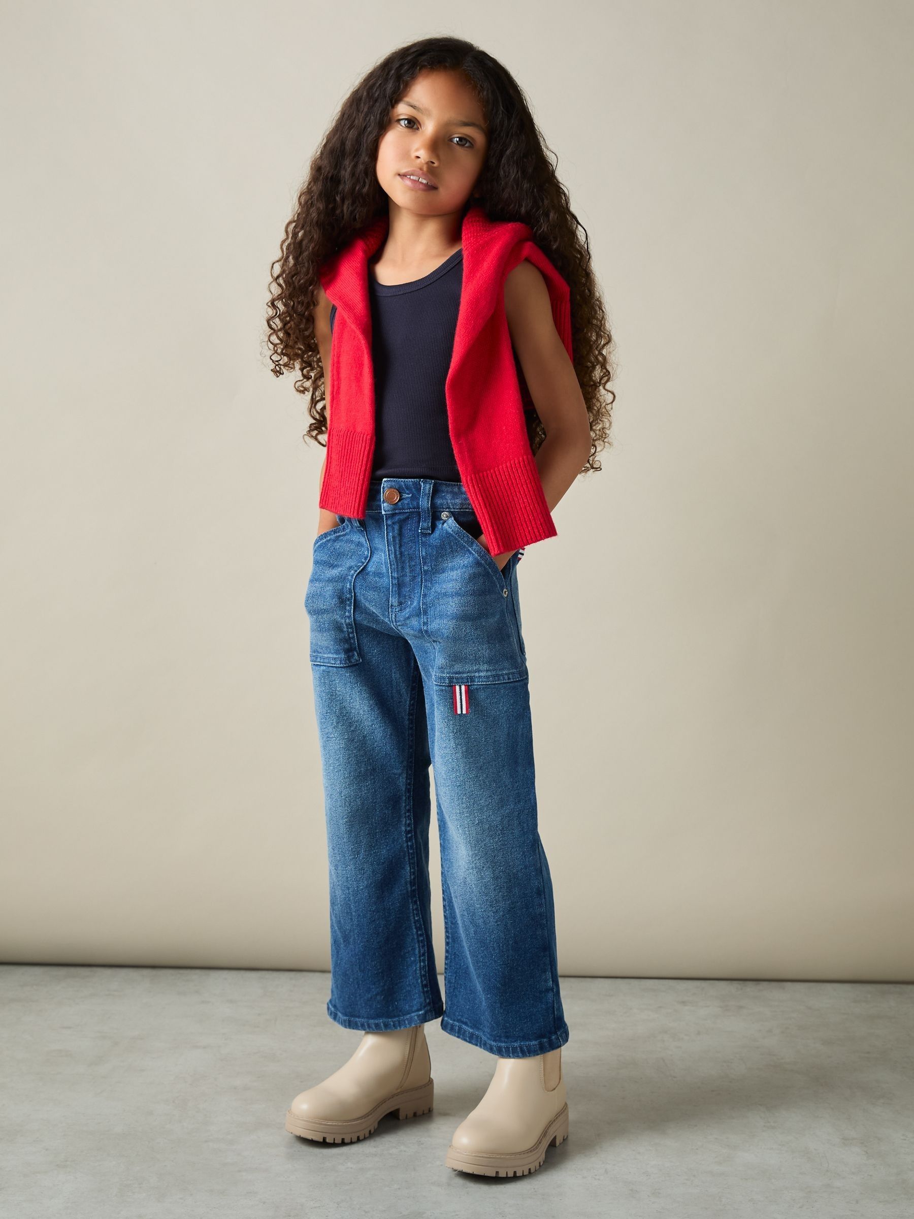 13-14 yrs Cotton Blend Ribbed Vest in Navy - Image 3 of 4