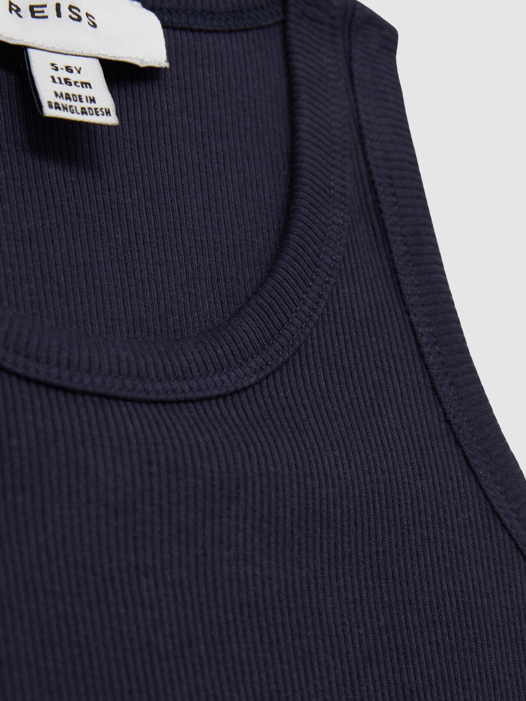 13-14 yrs Cotton Blend Ribbed Vest in Navy - Image 4 of 4