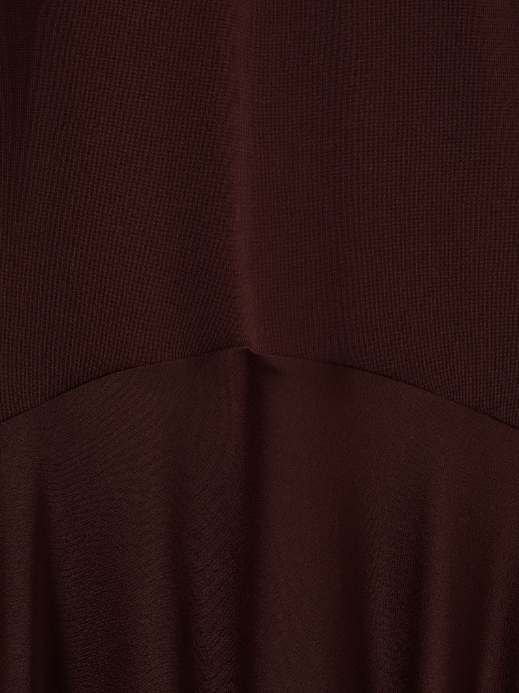 Florere Hybrid Knit-Satin Midi Dress in Burgundy - Image 6 of 6