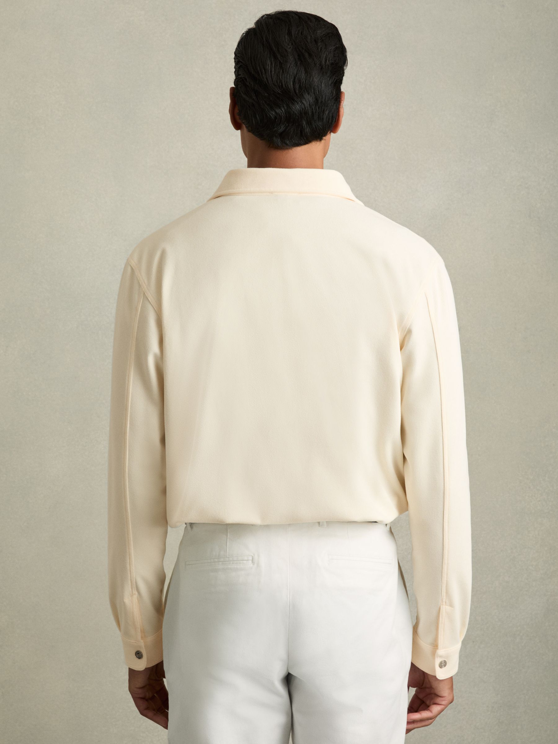 Brushed Corduroy Press-Stud Overshirt in Off White - image 5