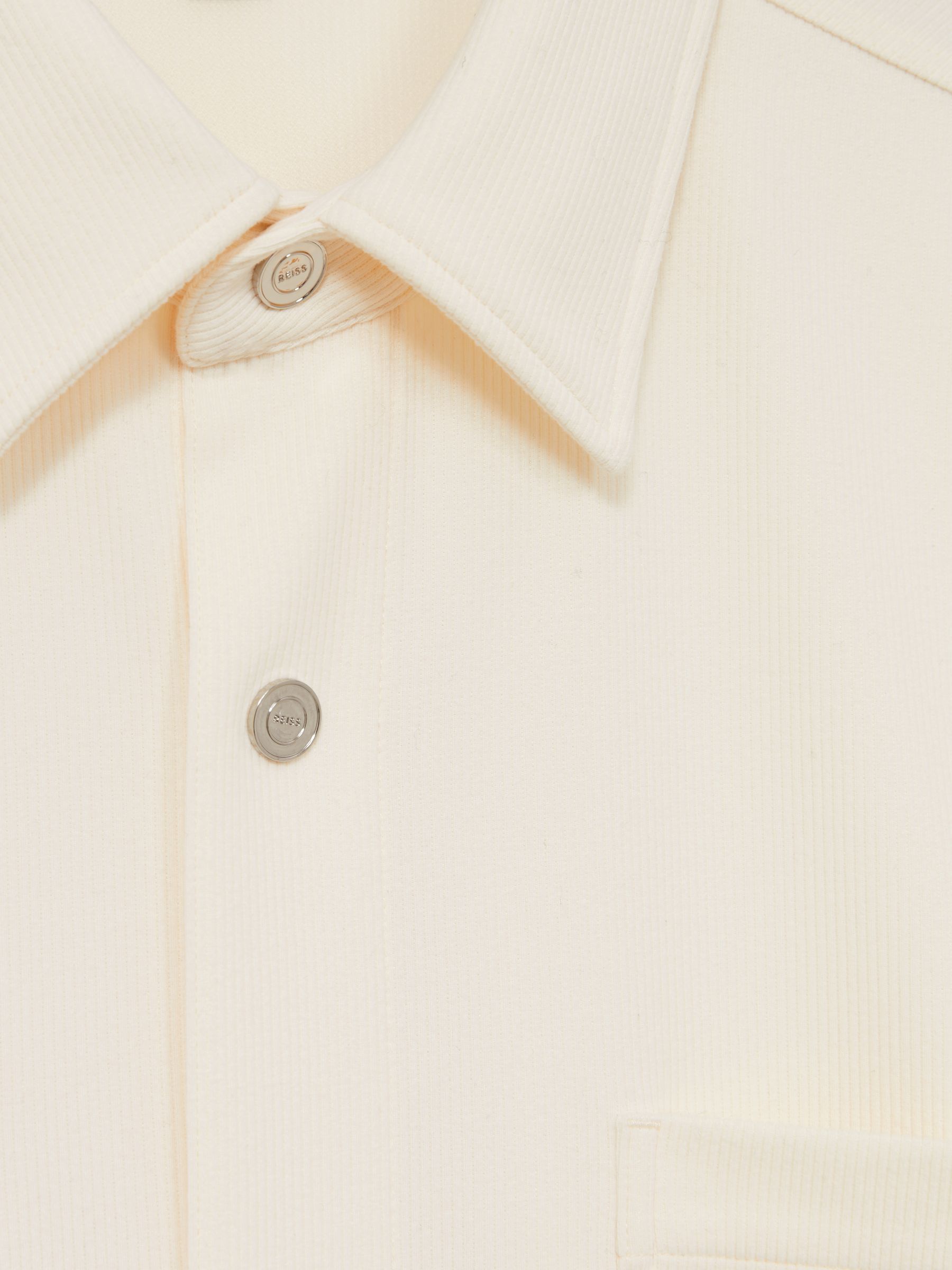 Brushed Corduroy Press-Stud Overshirt in Off White - Image 6 of 6